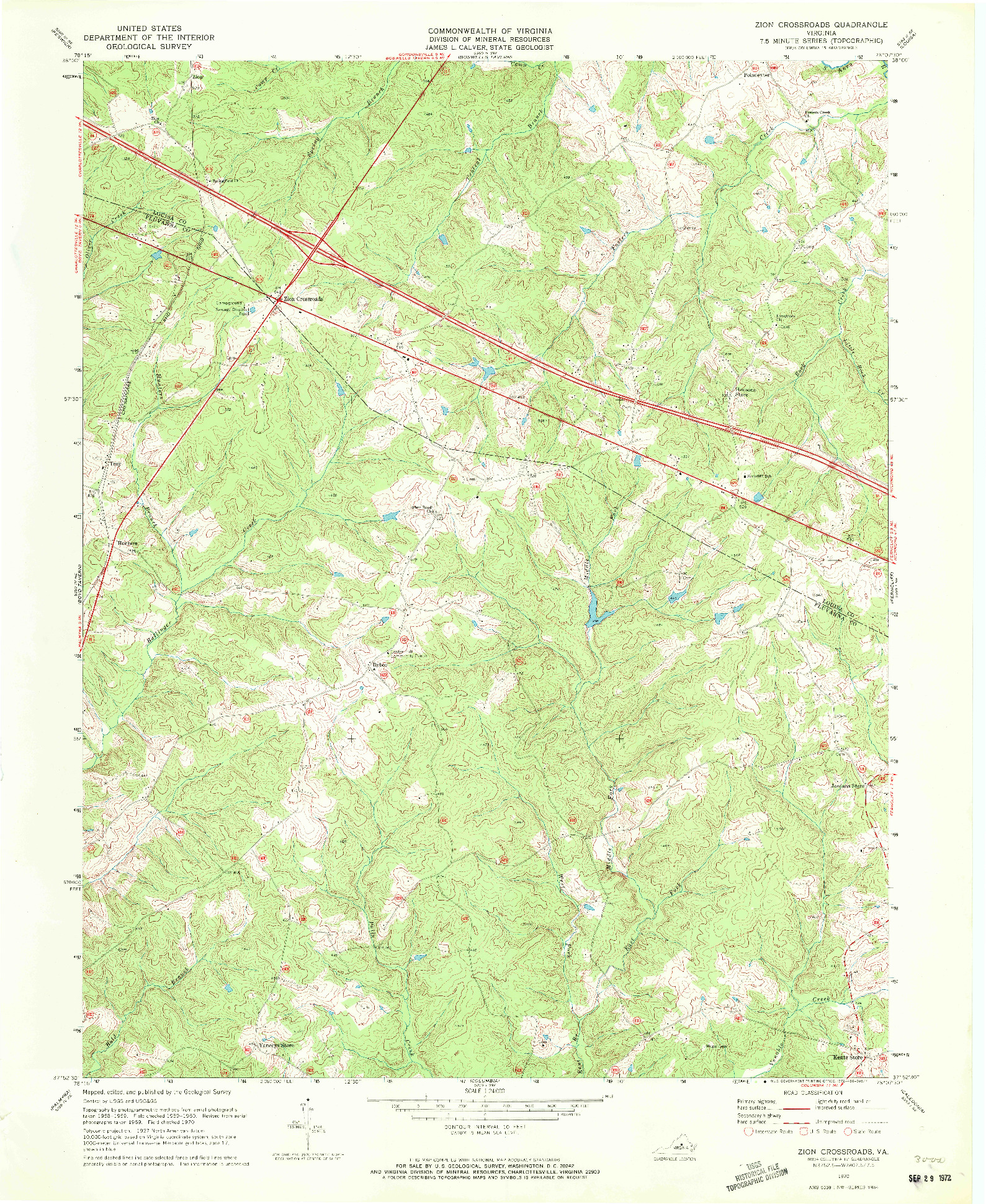 USGS 1:24000-SCALE QUADRANGLE FOR ZION CROSSROADS, VA 1970