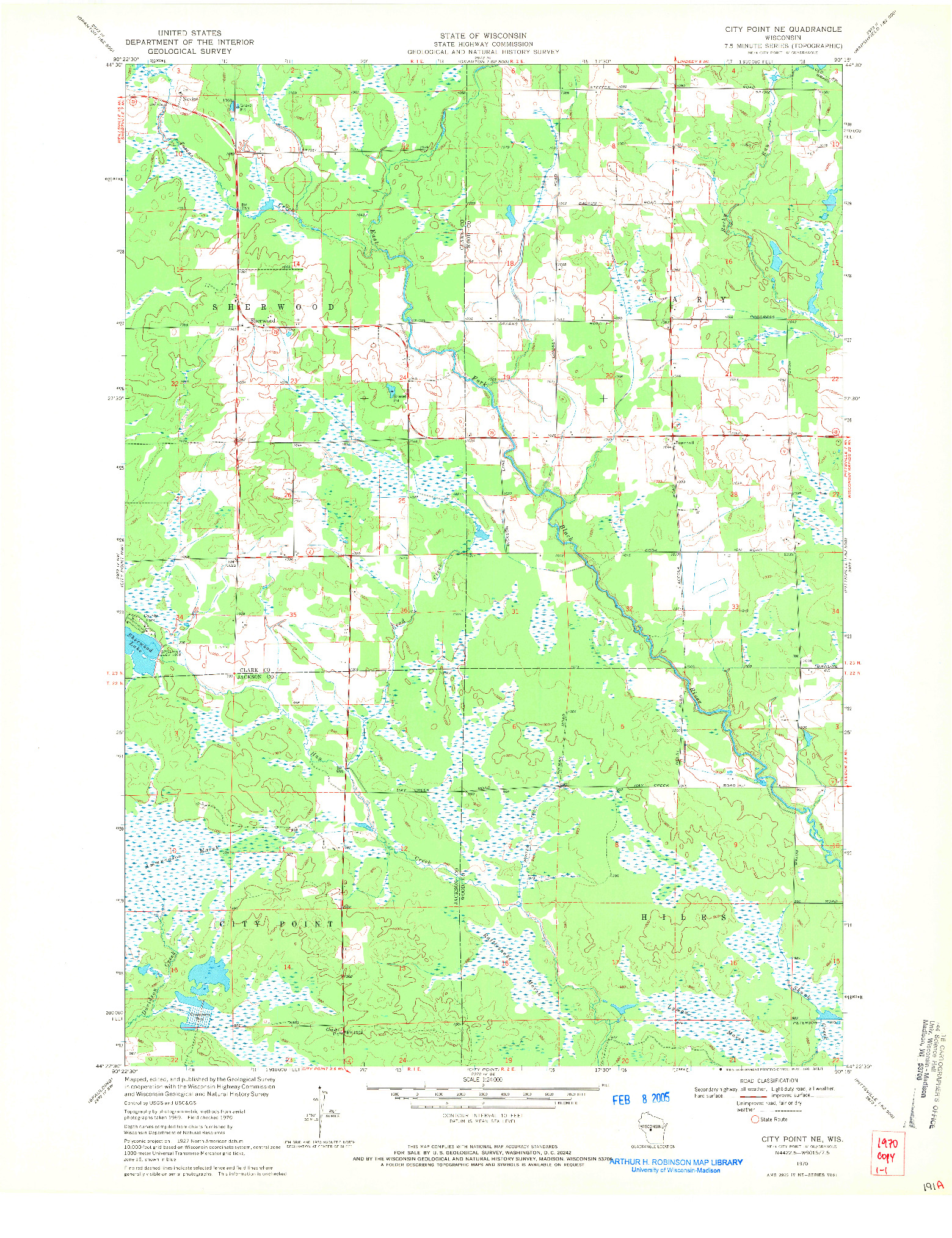 USGS 1:24000-SCALE QUADRANGLE FOR CITY POINT NE, WI 1970