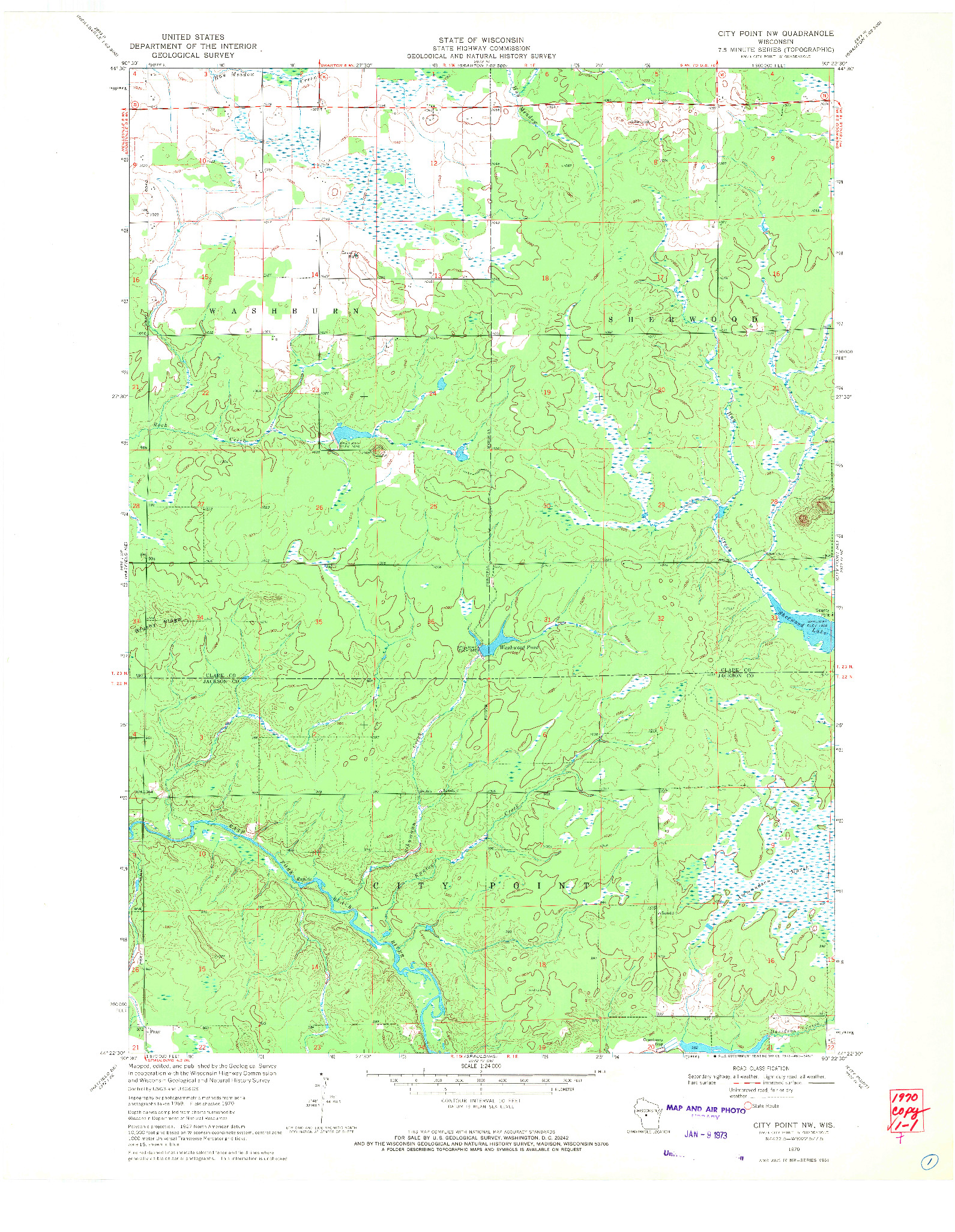 USGS 1:24000-SCALE QUADRANGLE FOR CITY POINT NW, WI 1970