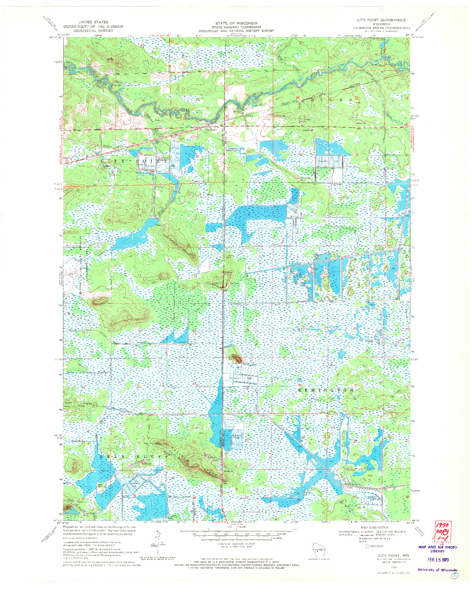 USGS 1:24000-SCALE QUADRANGLE FOR CITY POINT, WI 1970