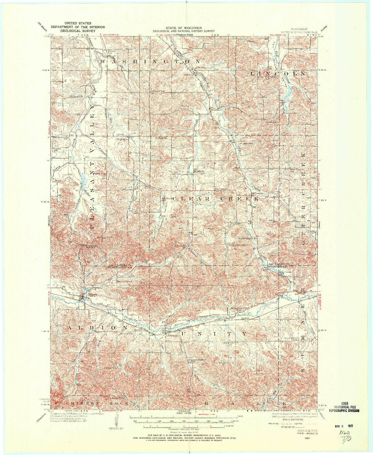 USGS 1:62500-SCALE QUADRANGLE FOR STRUM, WI 1927