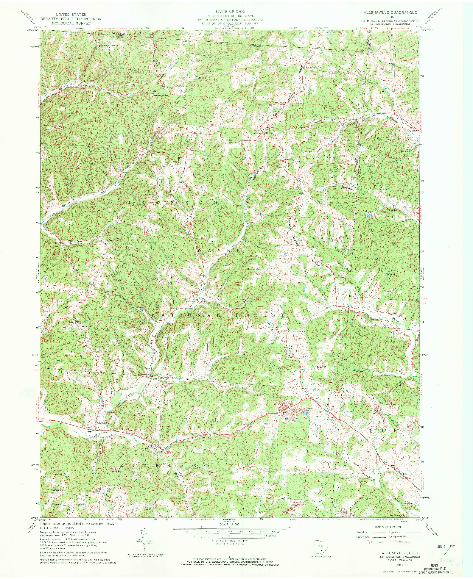 USGS 1:24000-SCALE QUADRANGLE FOR ALLENSVILLE, OH 1961