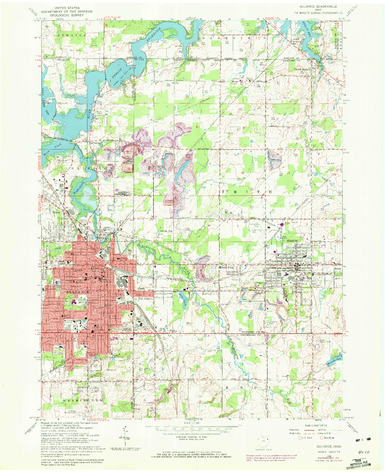 USGS 1:24000-SCALE QUADRANGLE FOR ALLIANCE, OH 1966