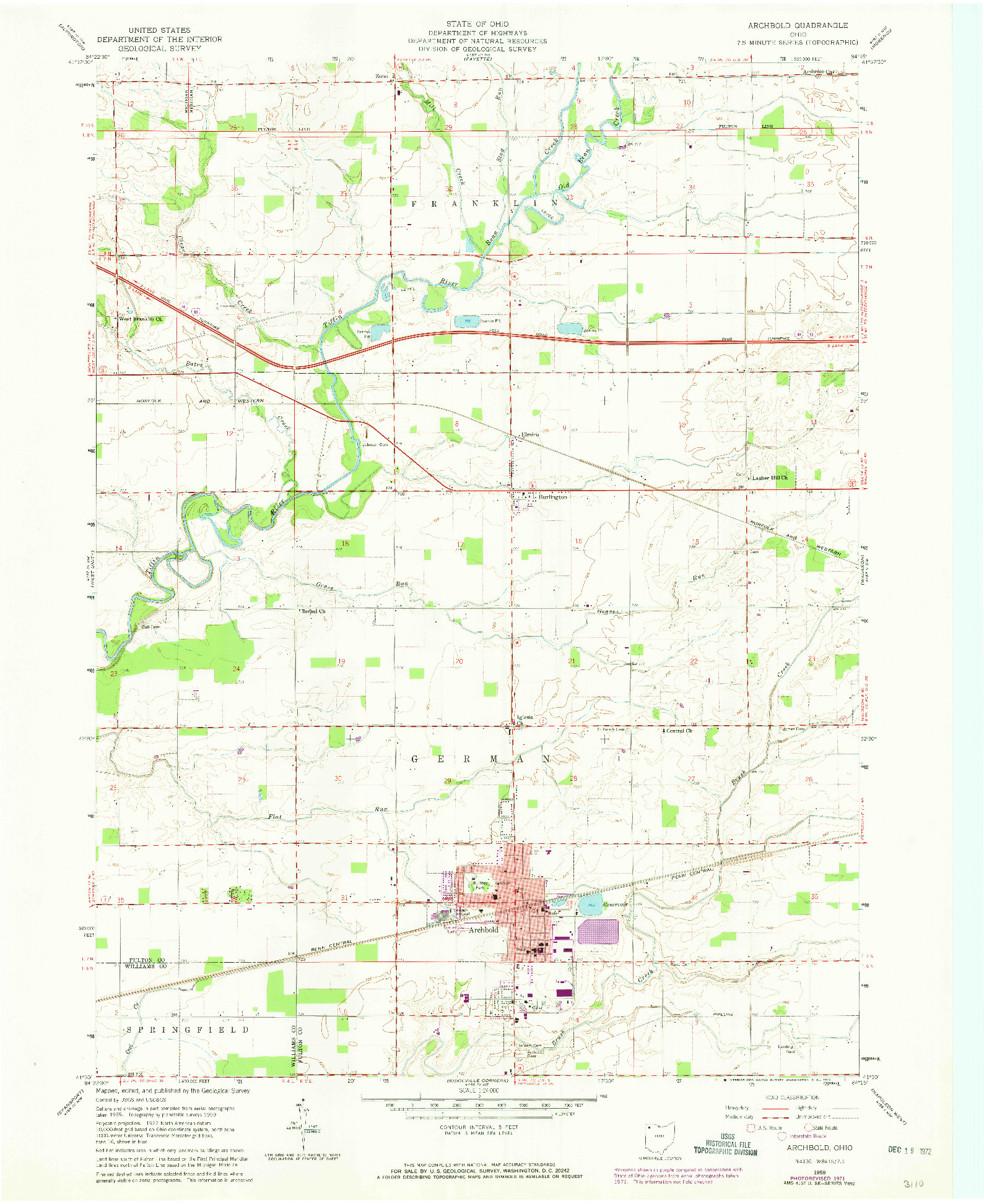 USGS 1:24000-SCALE QUADRANGLE FOR ARCHBOLD, OH 1959