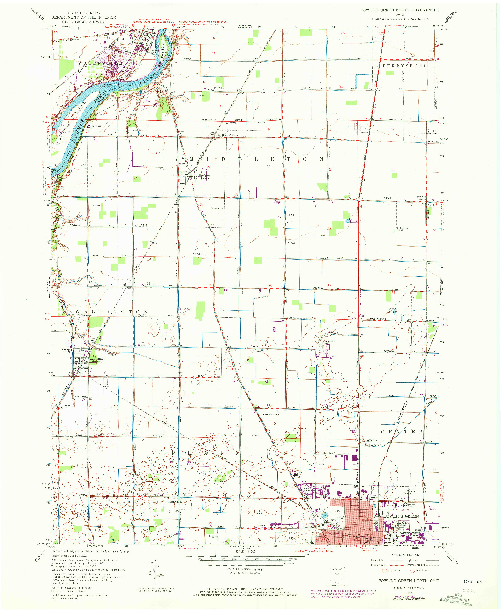 USGS 1:24000-SCALE QUADRANGLE FOR BOWLING GREEN NORTH, OH 1958