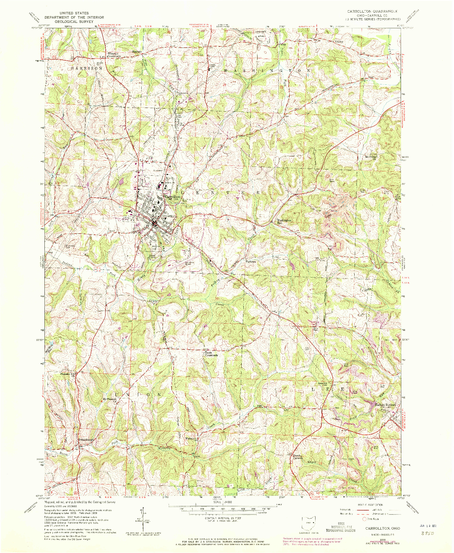 USGS 1:24000-SCALE QUADRANGLE FOR CARROLLTON, OH 1959