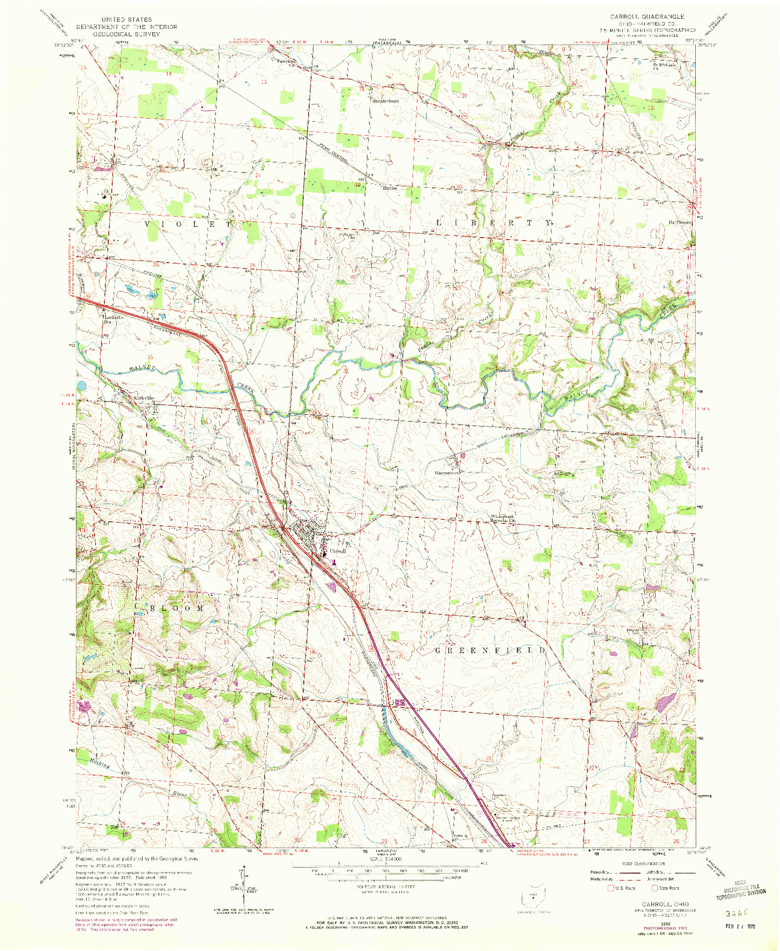 USGS 1:24000-SCALE QUADRANGLE FOR CARROLL, OH 1958