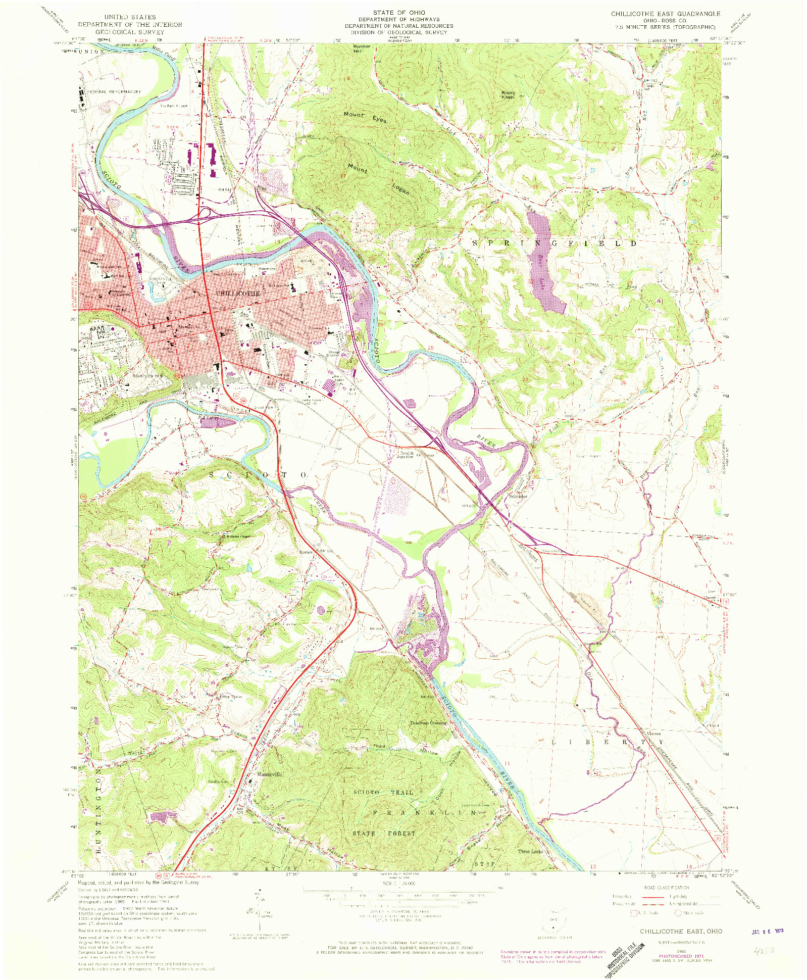 USGS 1:24000-SCALE QUADRANGLE FOR CHILLICOTHE EAST, OH 1961