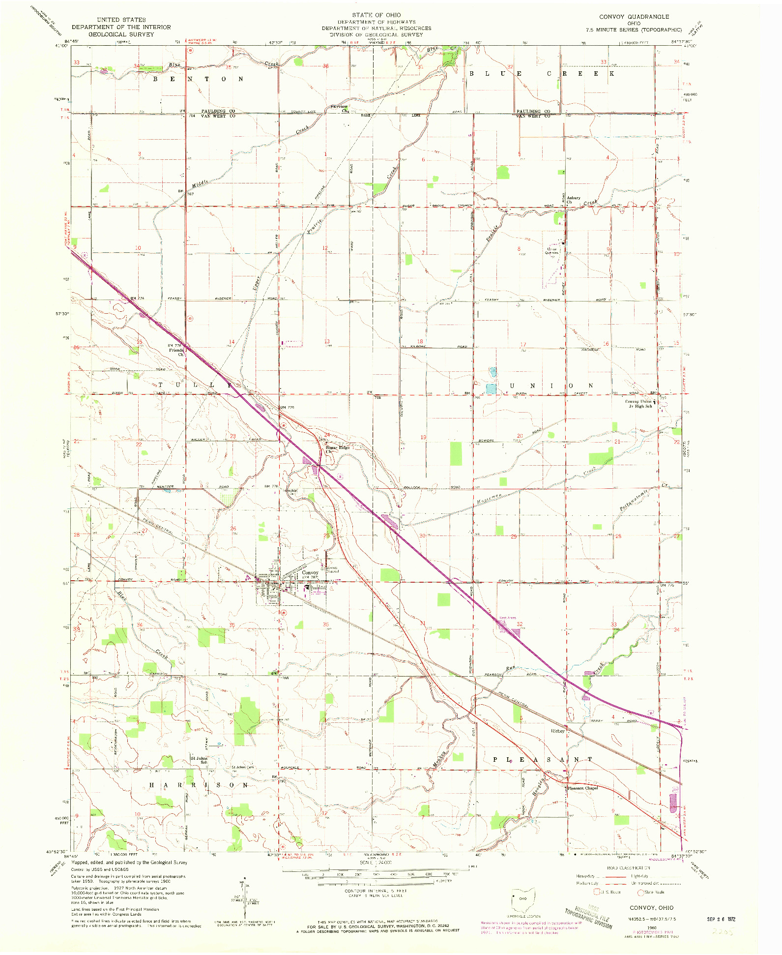 USGS 1:24000-SCALE QUADRANGLE FOR CONVOY, OH 1960