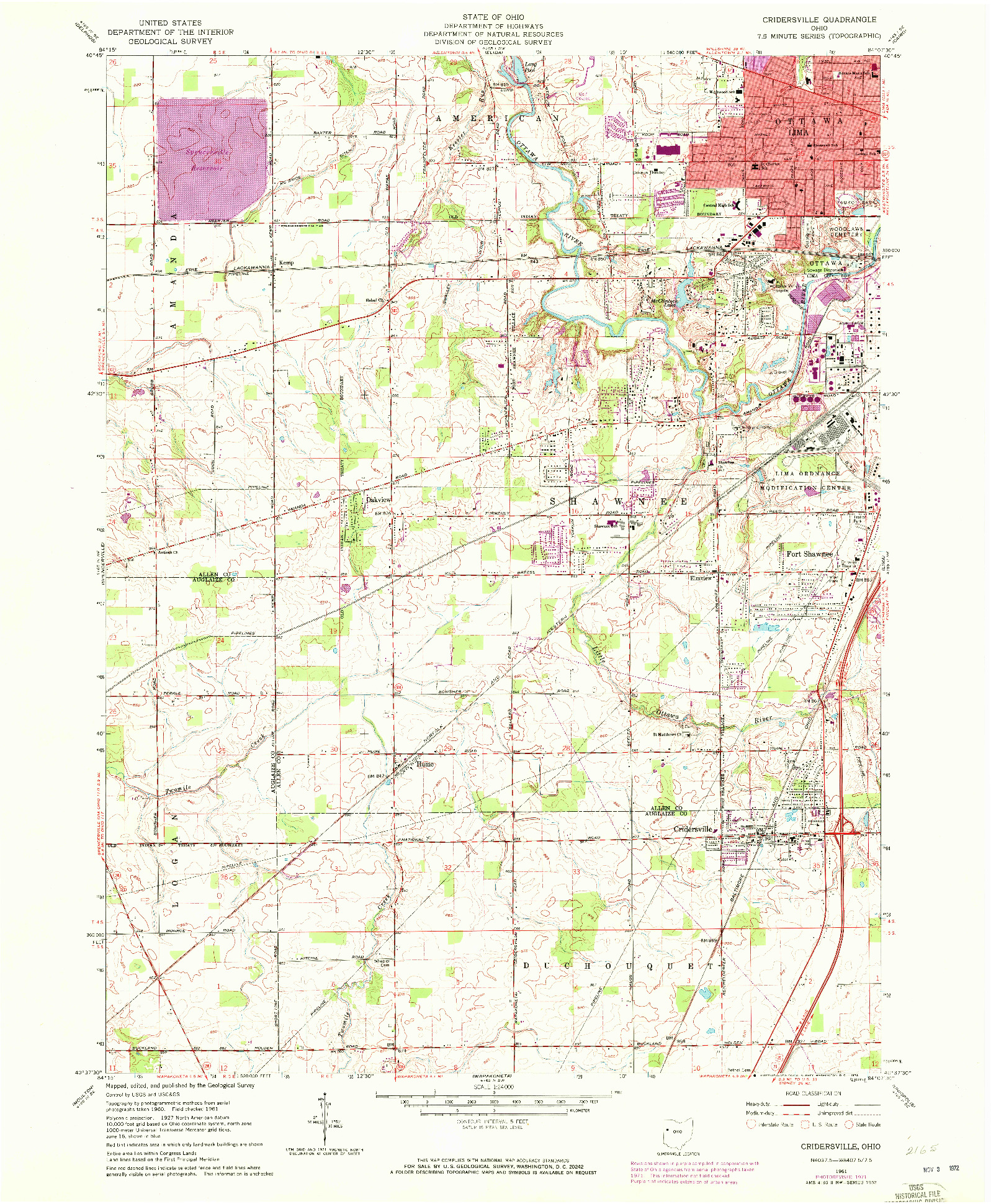 USGS 1:24000-SCALE QUADRANGLE FOR CRIDERSVILLE, OH 1961