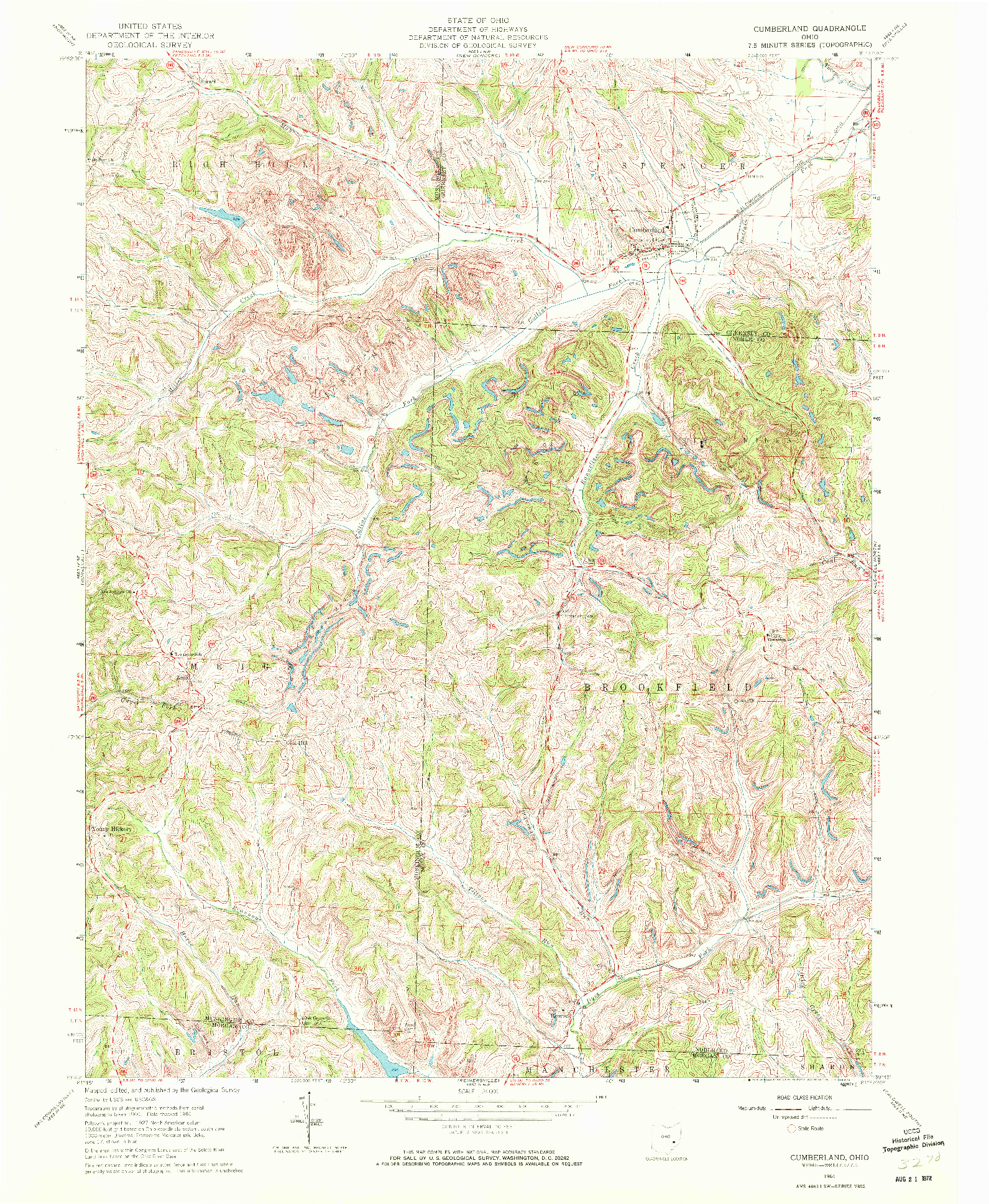 USGS 1:24000-SCALE QUADRANGLE FOR CUMBERLAND, OH 1961