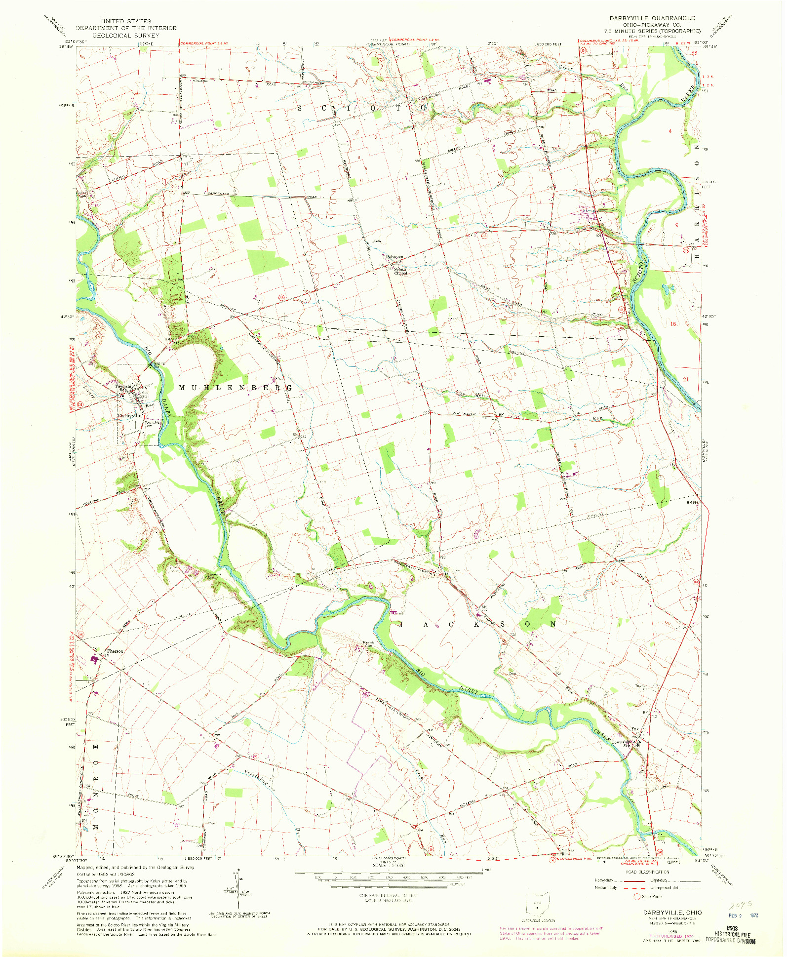 USGS 1:24000-SCALE QUADRANGLE FOR DARBYVILLE, OH 1958