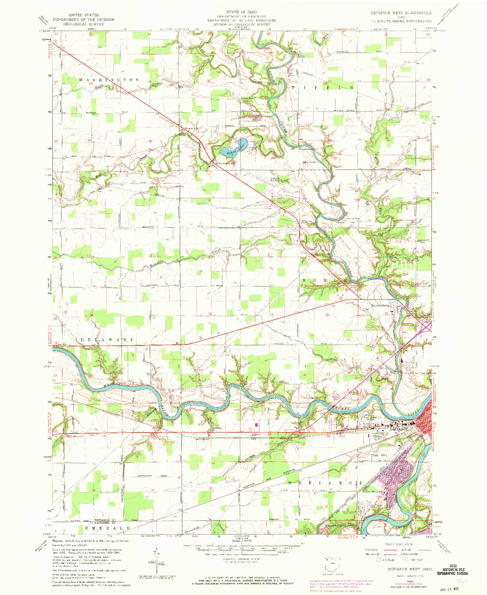 USGS 1:24000-SCALE QUADRANGLE FOR DEFIANCE WEST, OH 1960