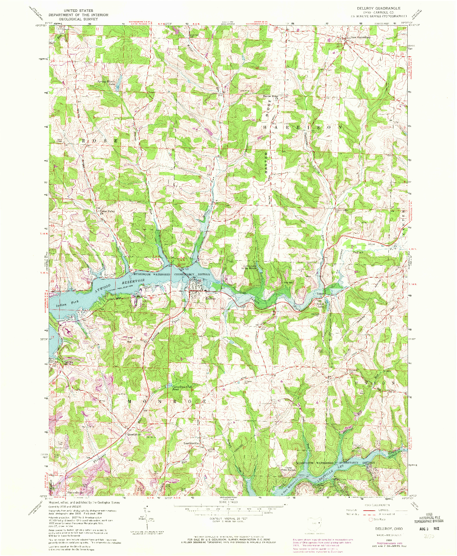 USGS 1:24000-SCALE QUADRANGLE FOR DELLROY, OH 1959