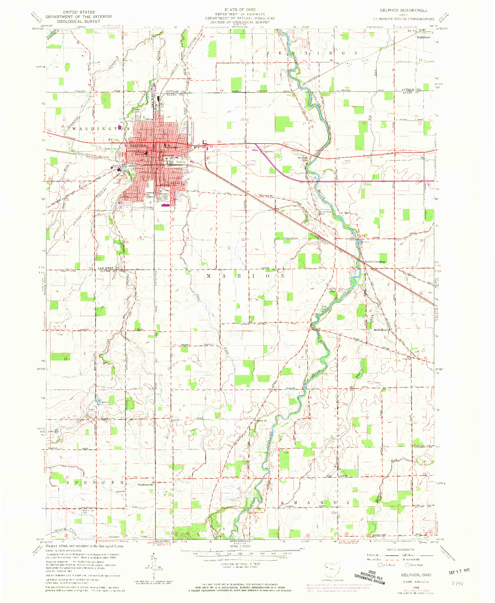 USGS 1:24000-SCALE QUADRANGLE FOR DELPHOS, OH 1960