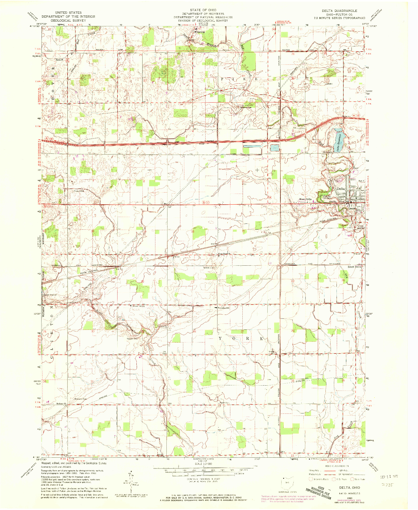 USGS 1:24000-SCALE QUADRANGLE FOR DELTA, OH 1960