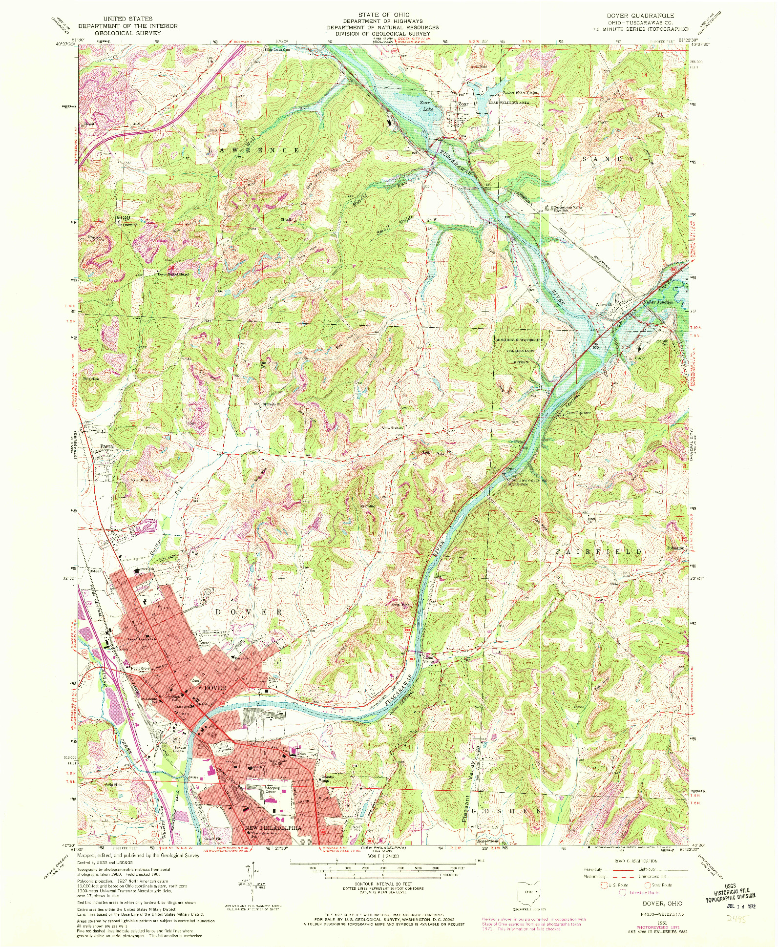 USGS 1:24000-SCALE QUADRANGLE FOR DOVER, OH 1961