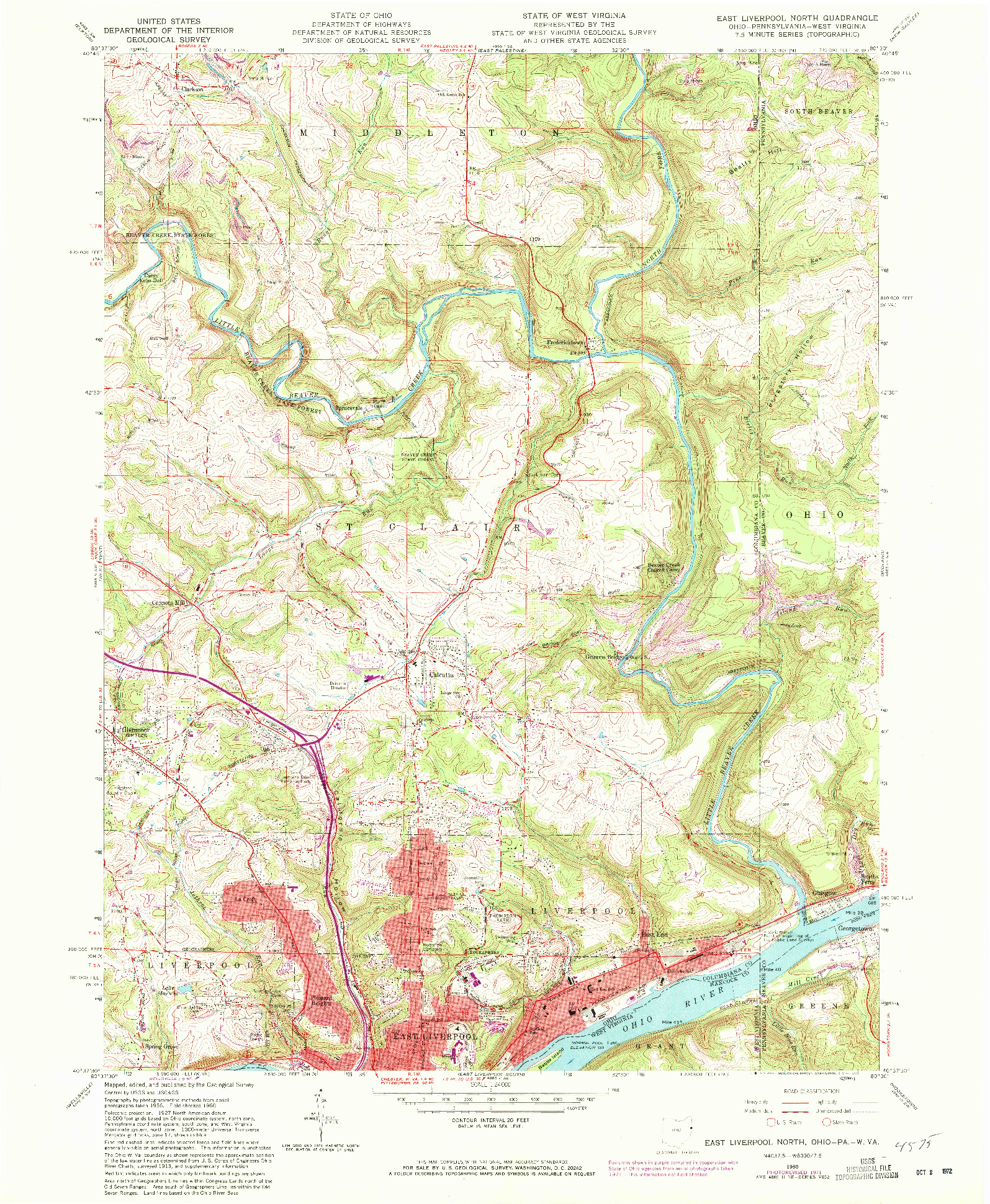 USGS 1:24000-SCALE QUADRANGLE FOR EAST LIVERPOOL NORTH, OH 1960