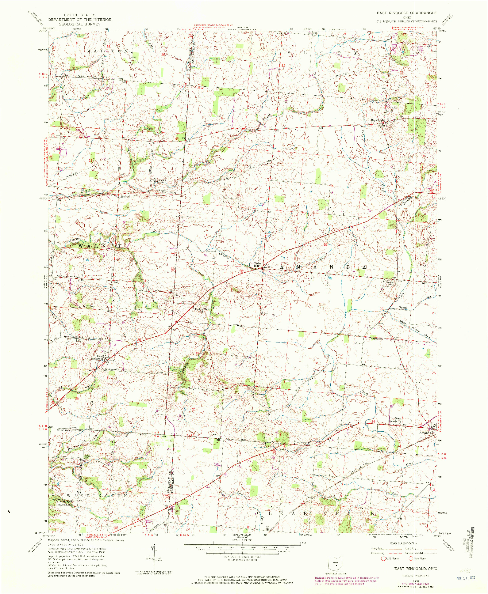 USGS 1:24000-SCALE QUADRANGLE FOR EAST RINGGOLD, OH 1958