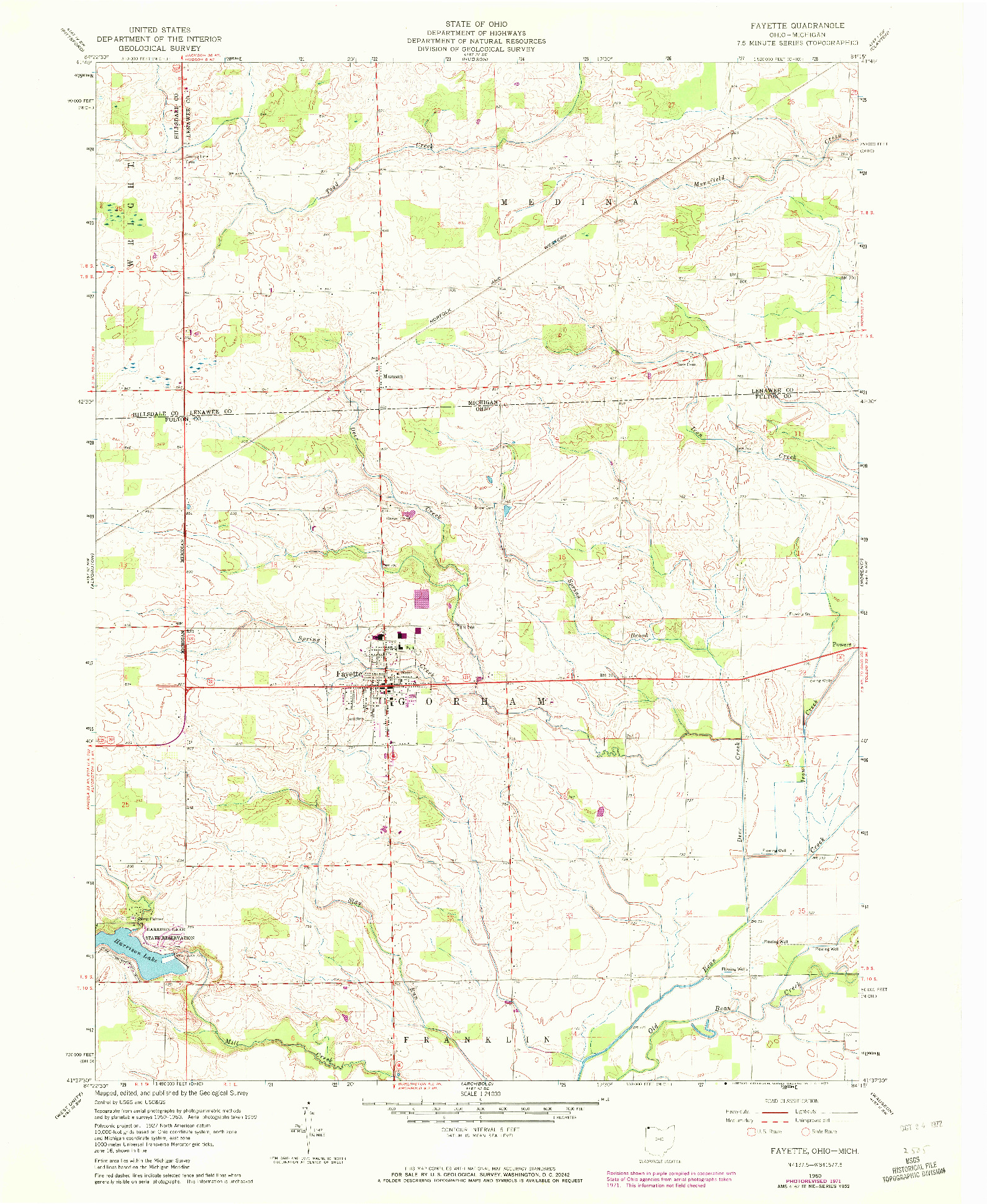 USGS 1:24000-SCALE QUADRANGLE FOR FAYETTE, OH 1960