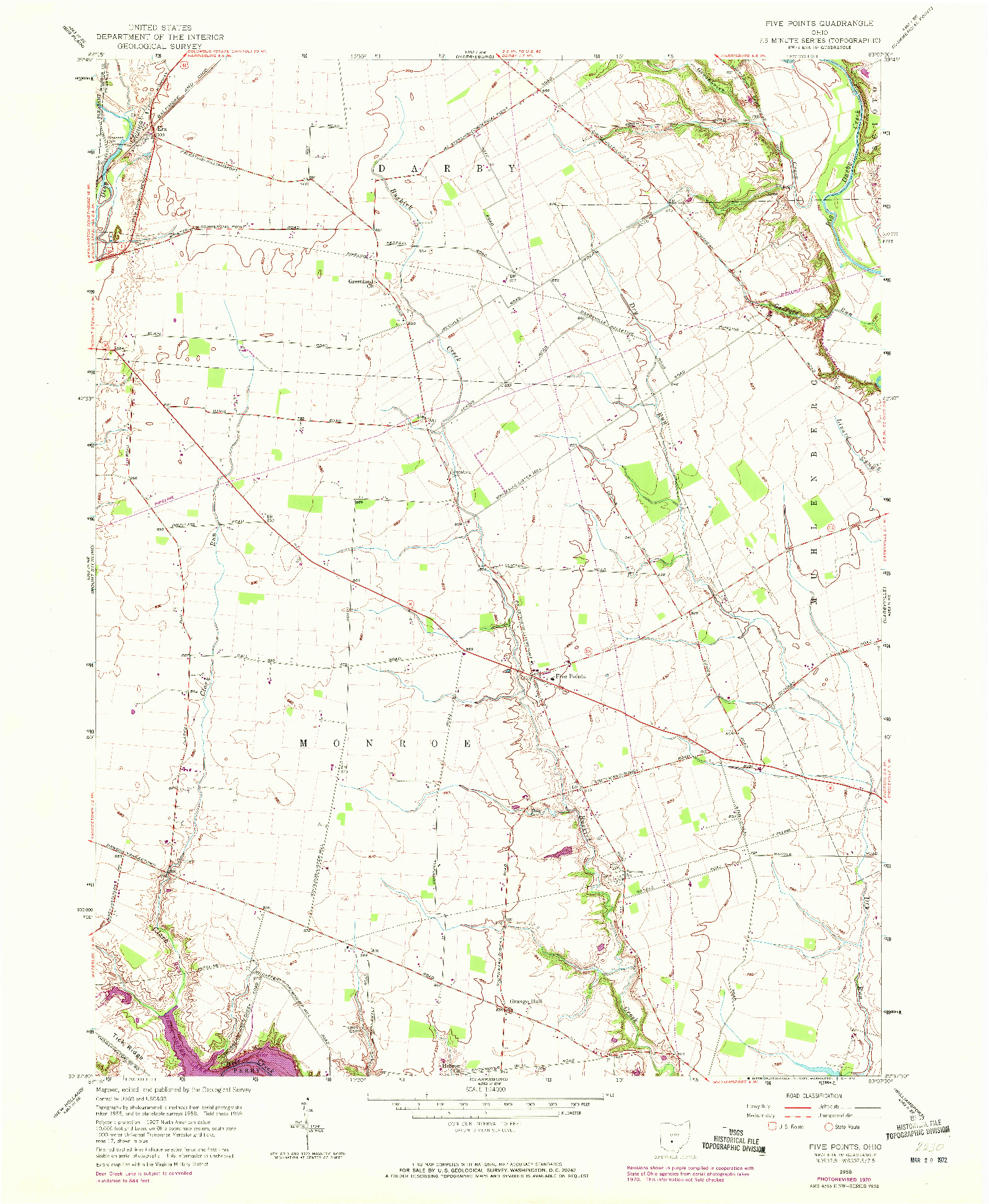 USGS 1:24000-SCALE QUADRANGLE FOR FIVE POINTS, OH 1958