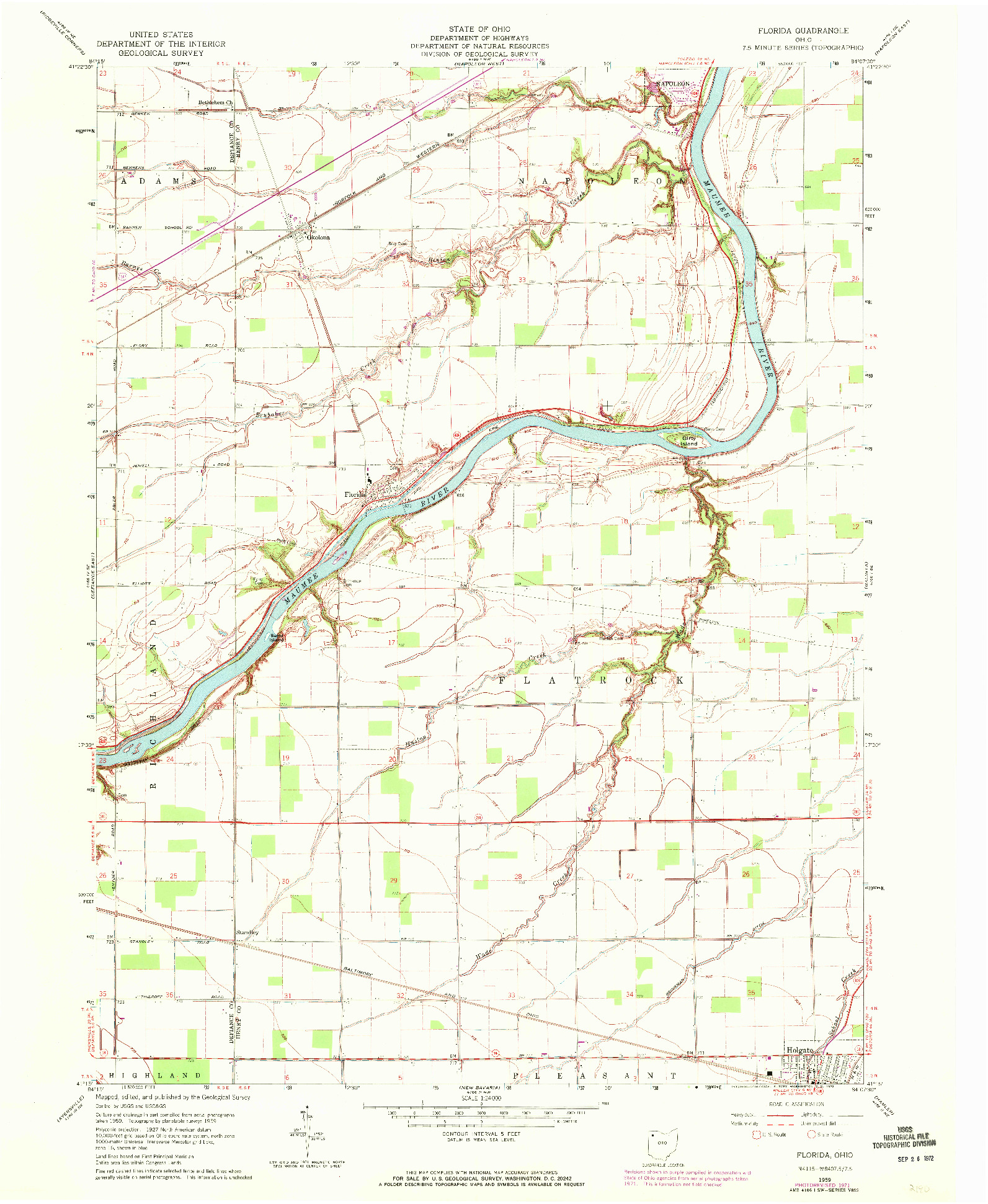 USGS 1:24000-SCALE QUADRANGLE FOR FLORIDA, OH 1959