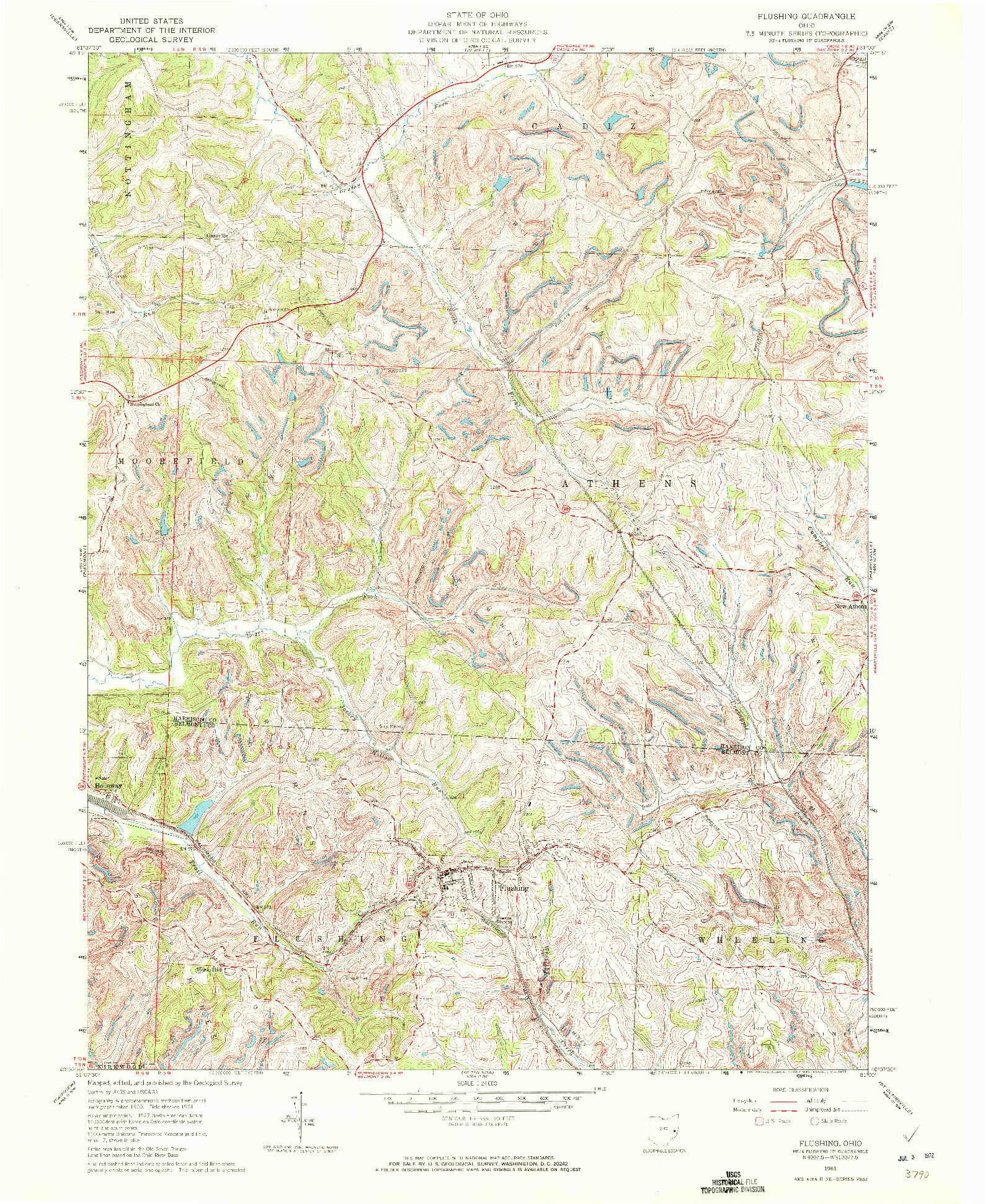 USGS 1:24000-SCALE QUADRANGLE FOR FLUSHING, OH 1961