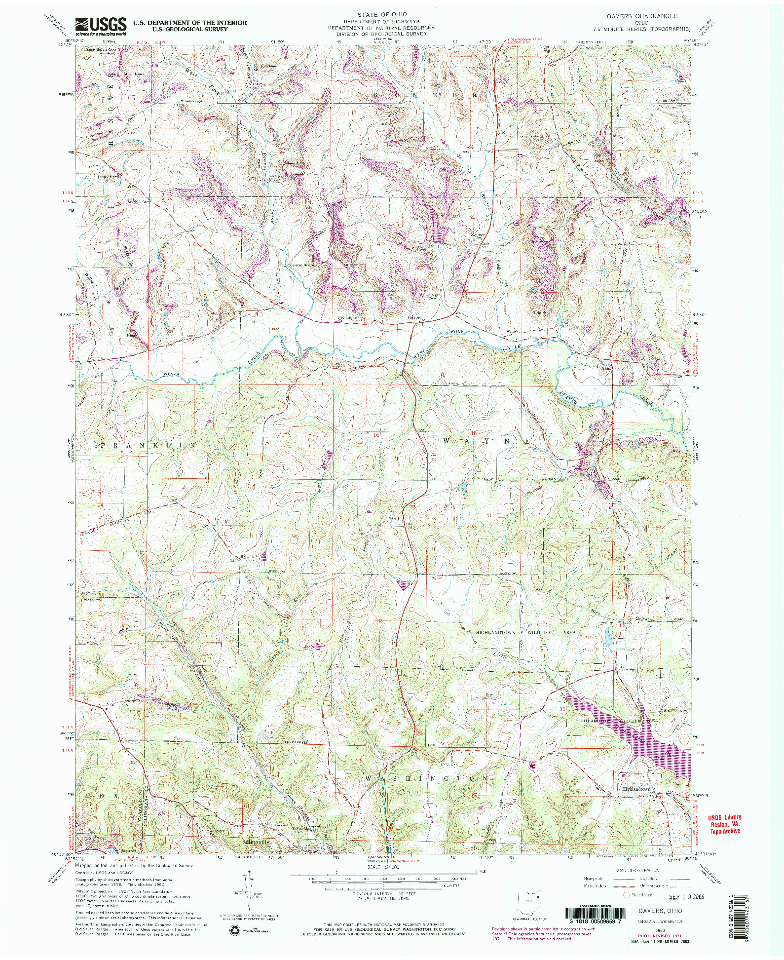 USGS 1:24000-SCALE QUADRANGLE FOR GAVERS, OH 1960