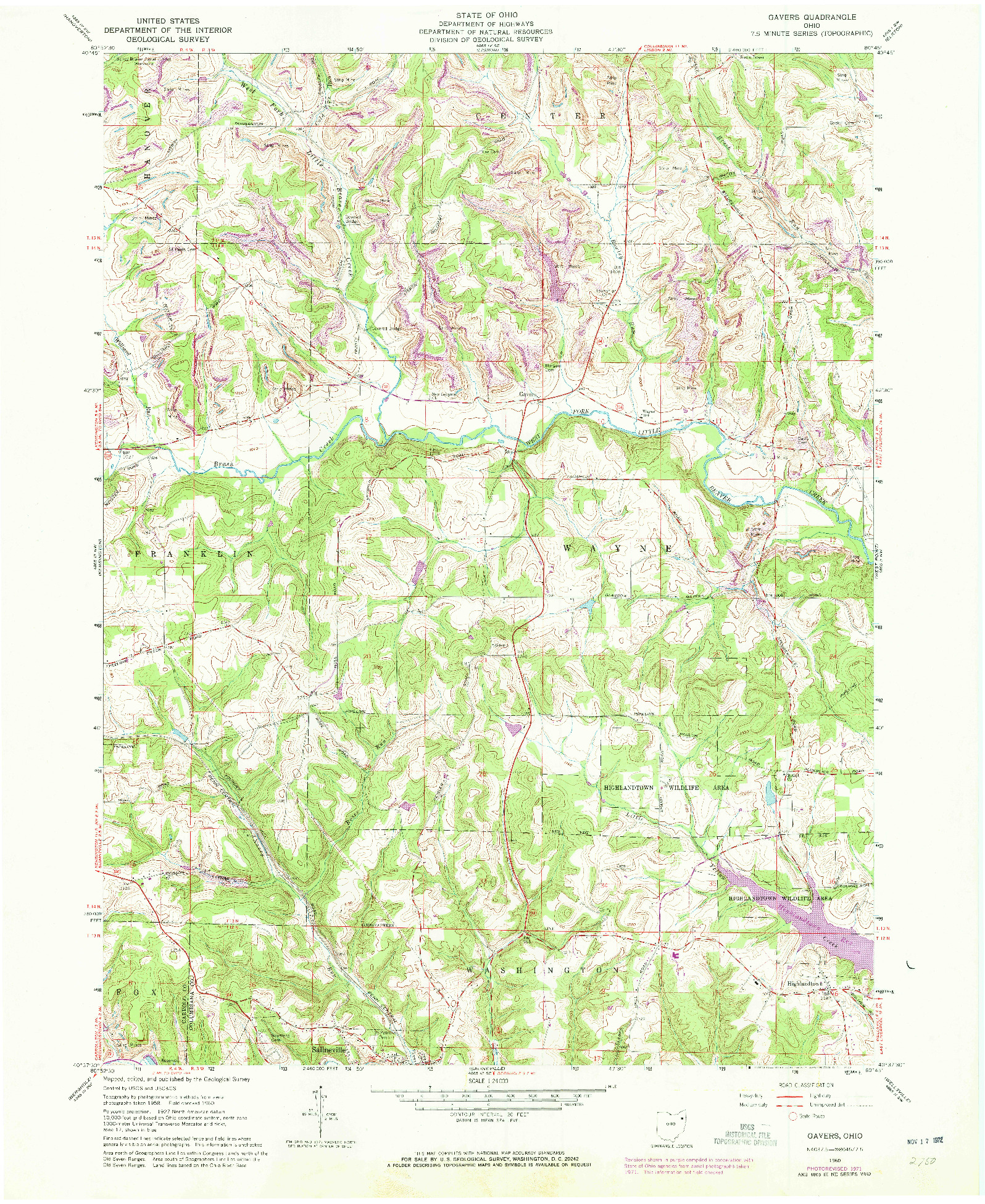 USGS 1:24000-SCALE QUADRANGLE FOR GAVERS, OH 1960