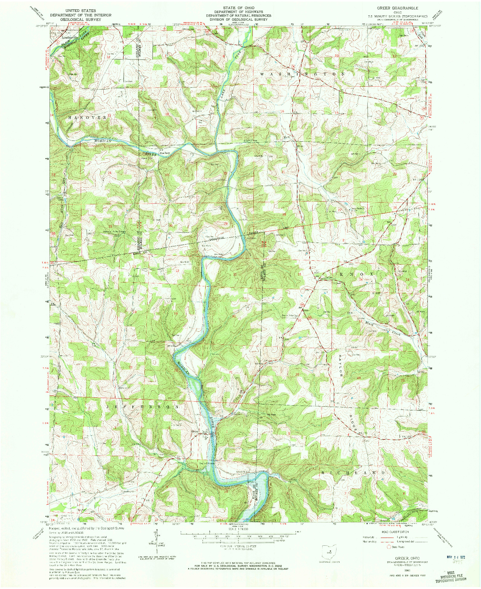 USGS 1:24000-SCALE QUADRANGLE FOR GREER, OH 1961