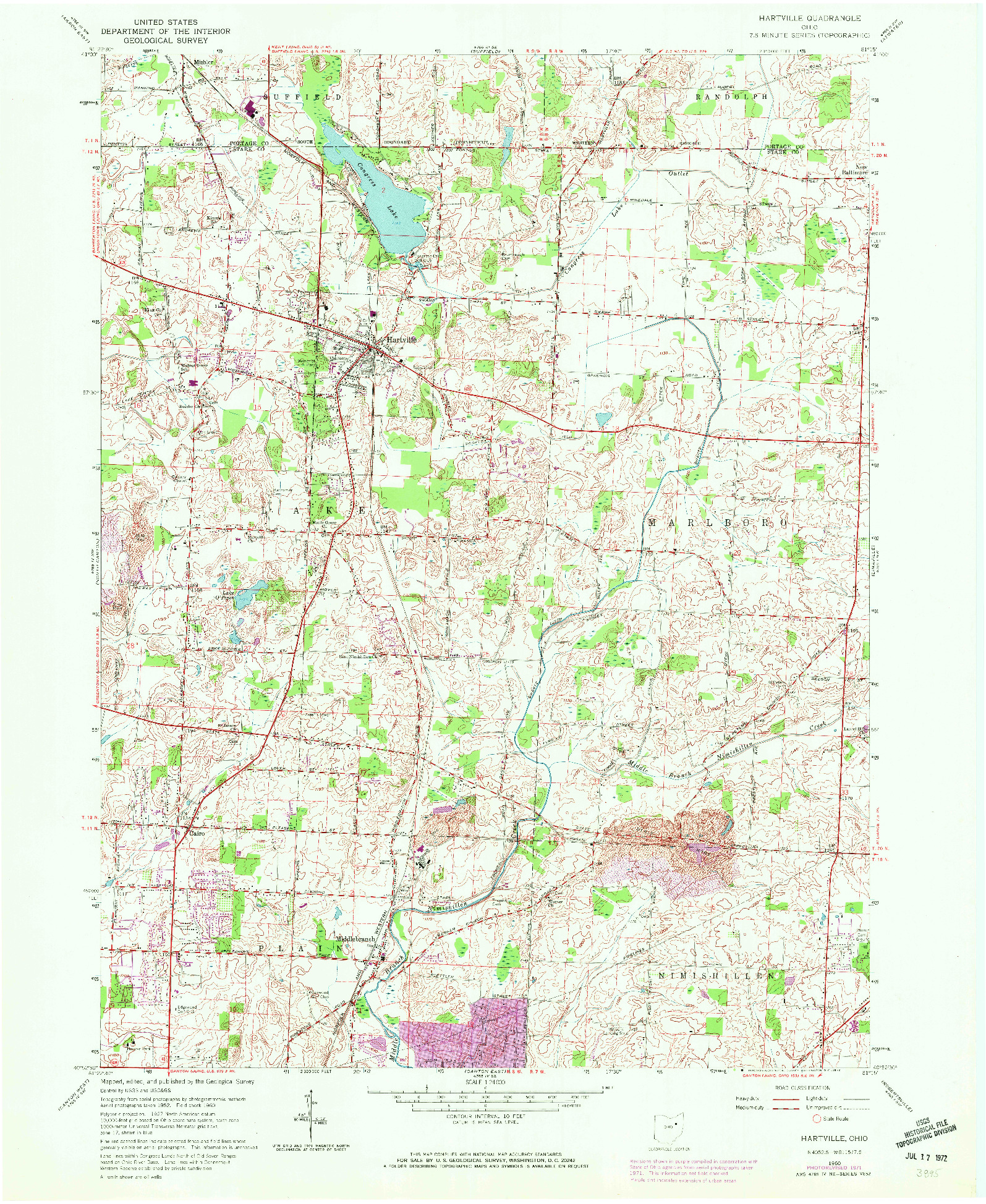 USGS 1:24000-SCALE QUADRANGLE FOR HARTVILLE, OH 1960