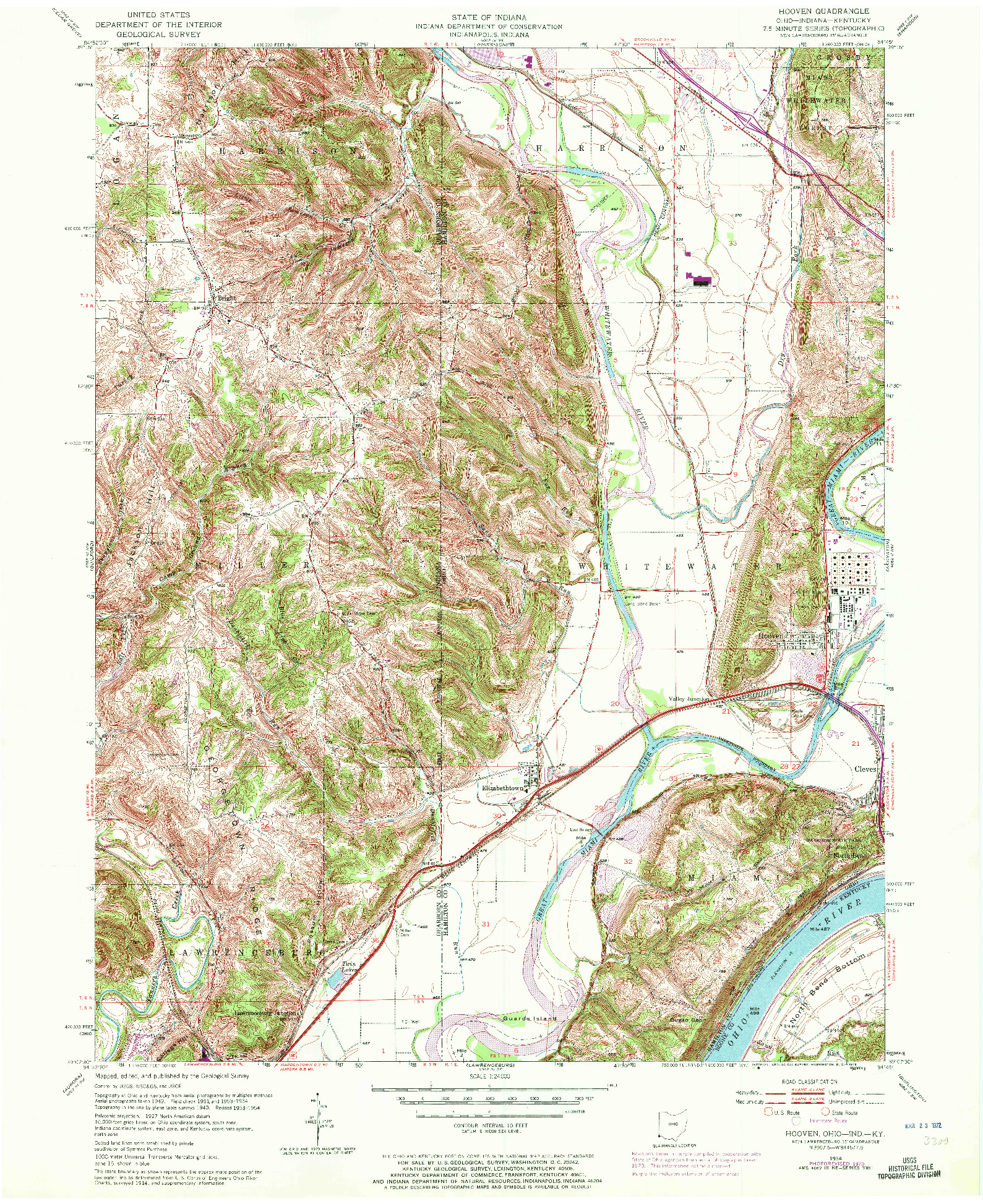 USGS 1:24000-SCALE QUADRANGLE FOR HOOVEN, OH 1954