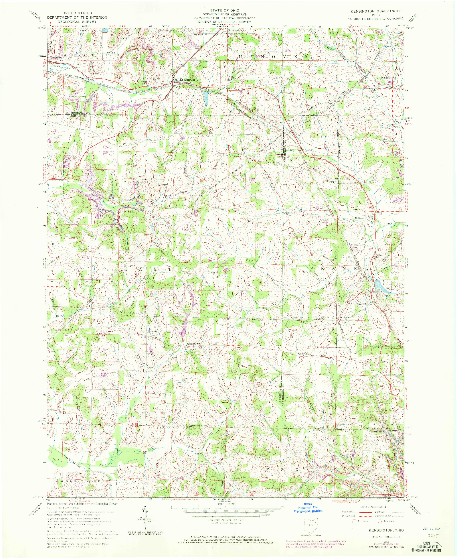 USGS 1:24000-SCALE QUADRANGLE FOR KENSINGTON, OH 1960