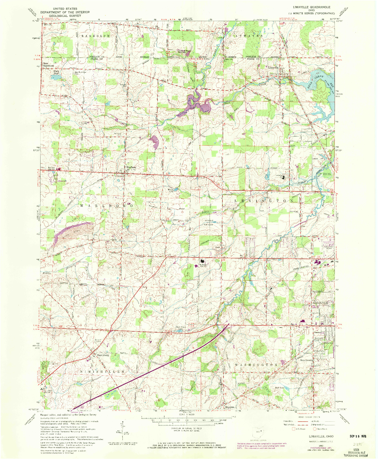 USGS 1:24000-SCALE QUADRANGLE FOR LIMAVILLE, OH 1960