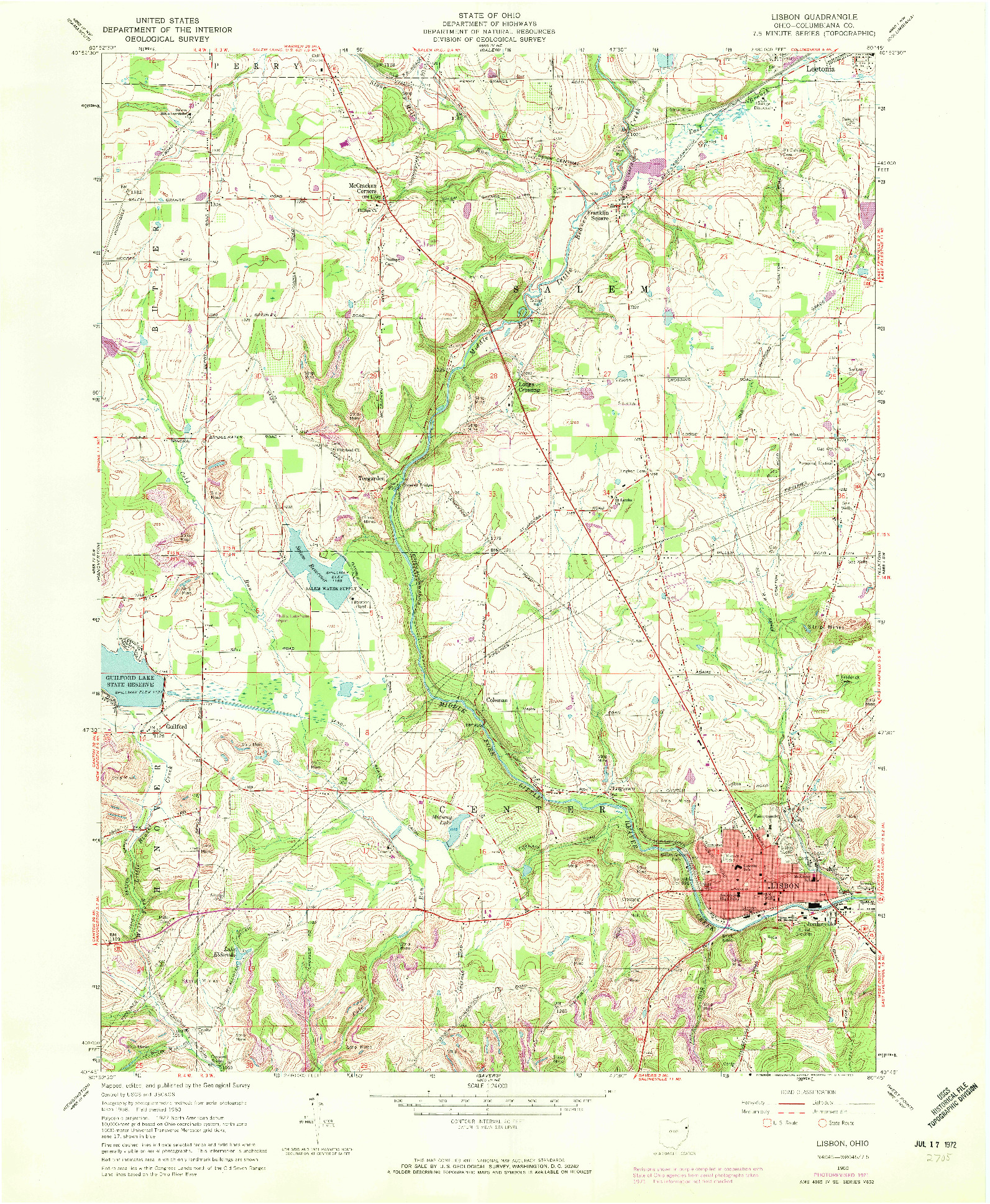 USGS 1:24000-SCALE QUADRANGLE FOR LISBON, OH 1960