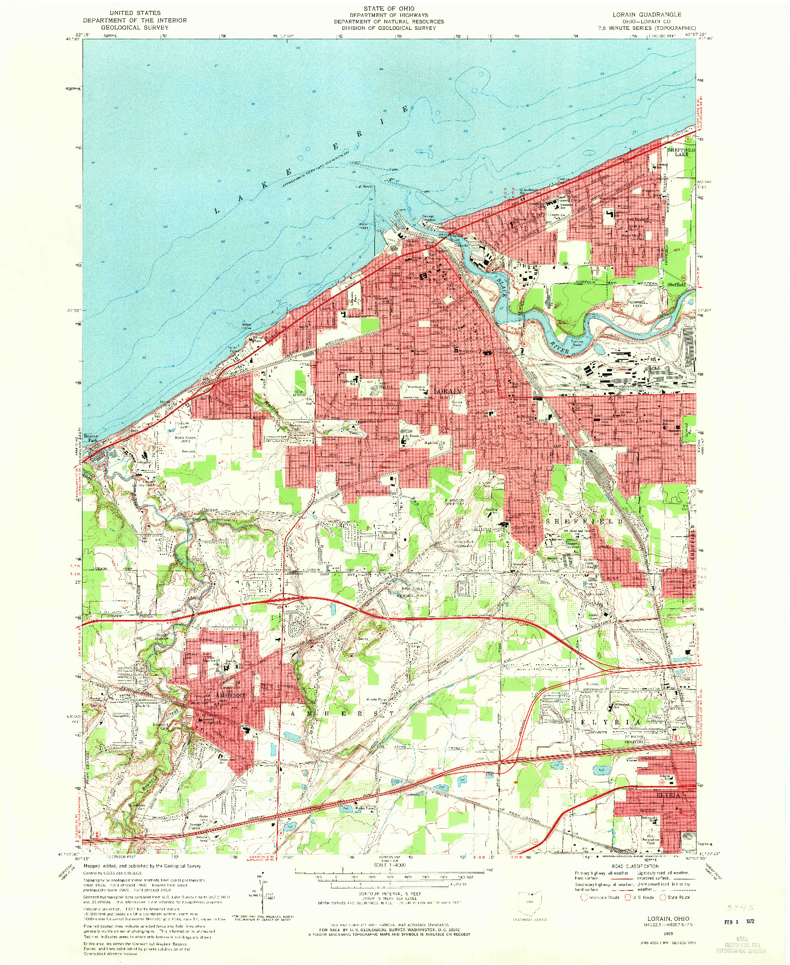 USGS 1:24000-SCALE QUADRANGLE FOR LORAIN, OH 1969