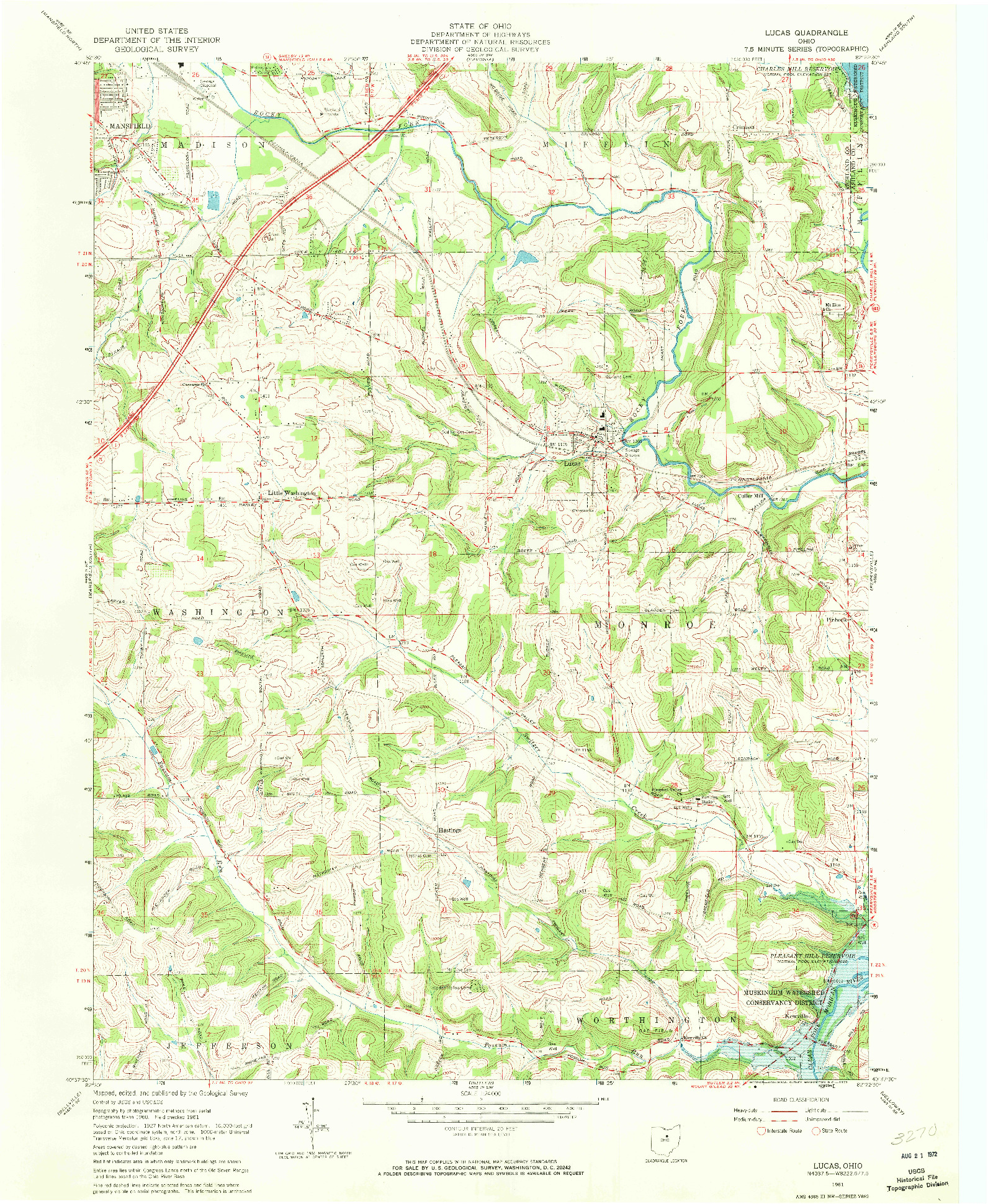 USGS 1:24000-SCALE QUADRANGLE FOR LUCAS, OH 1961