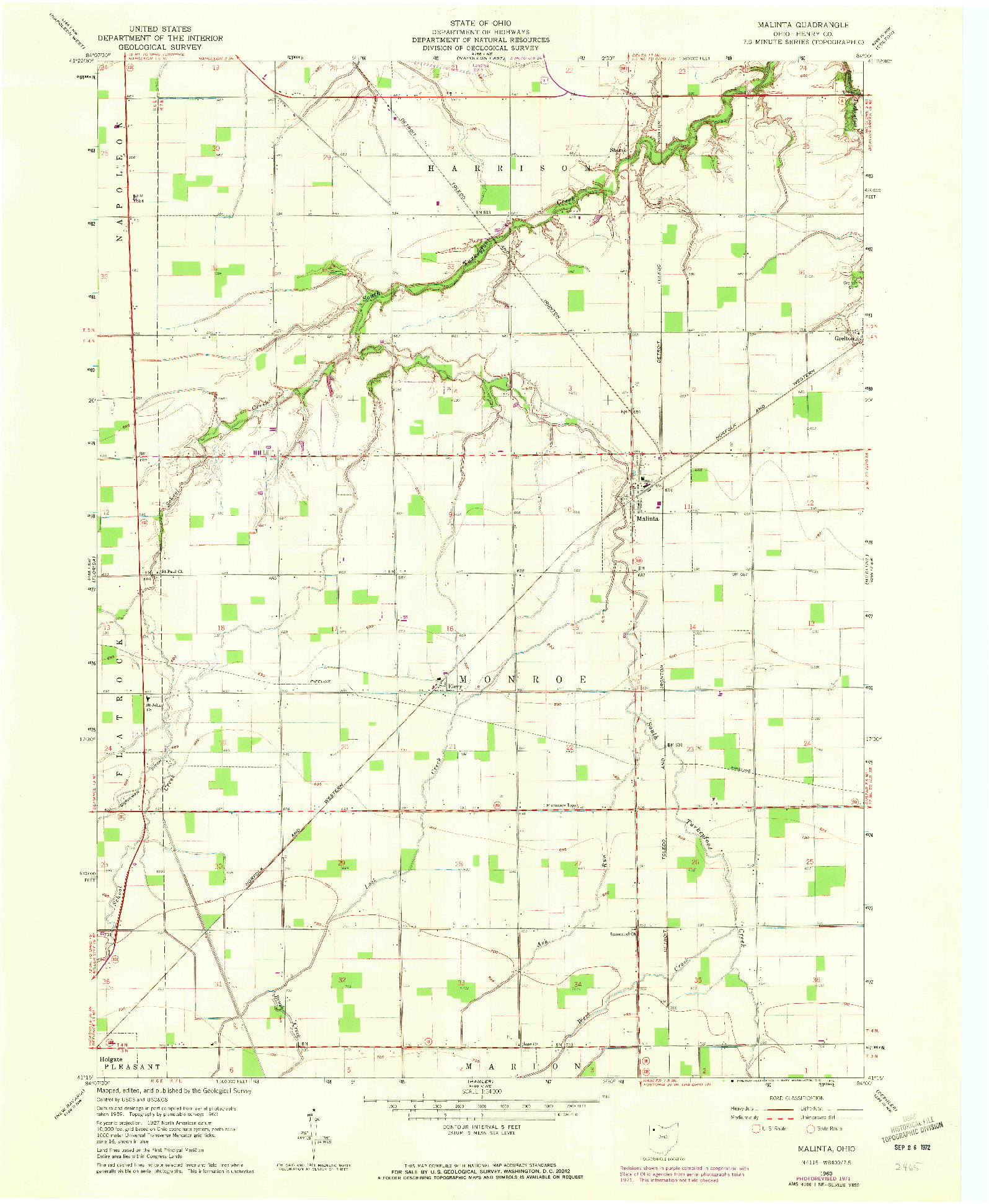 USGS 1:24000-SCALE QUADRANGLE FOR MALINTA, OH 1960