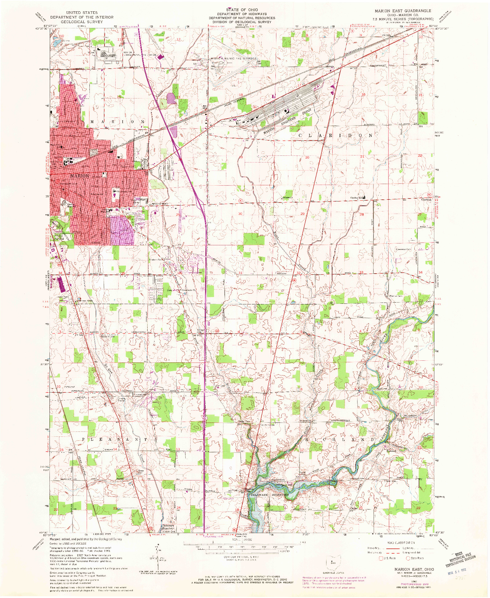 USGS 1:24000-SCALE QUADRANGLE FOR MARION EAST, OH 1961