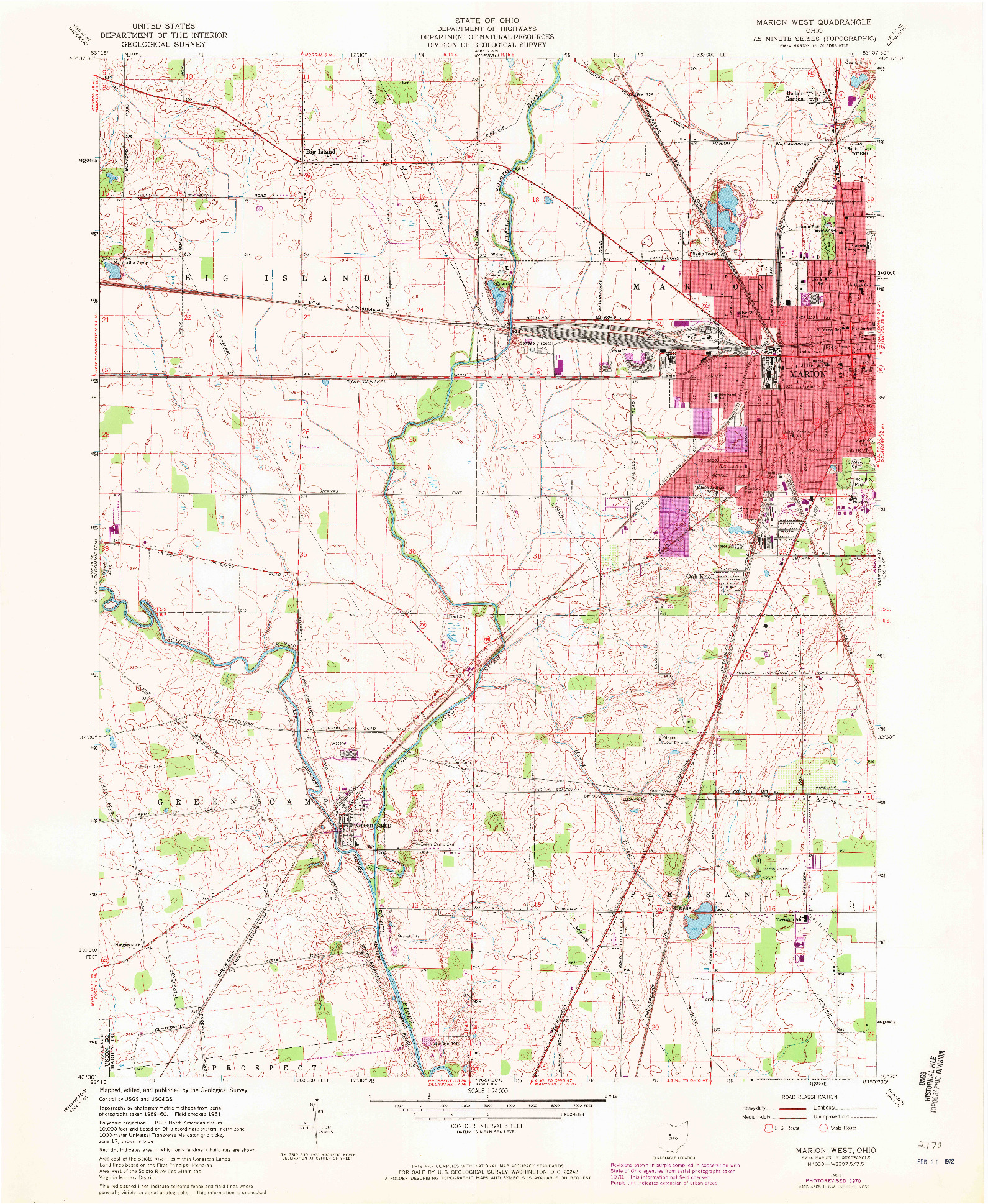 USGS 1:24000-SCALE QUADRANGLE FOR MARION WEST, OH 1961