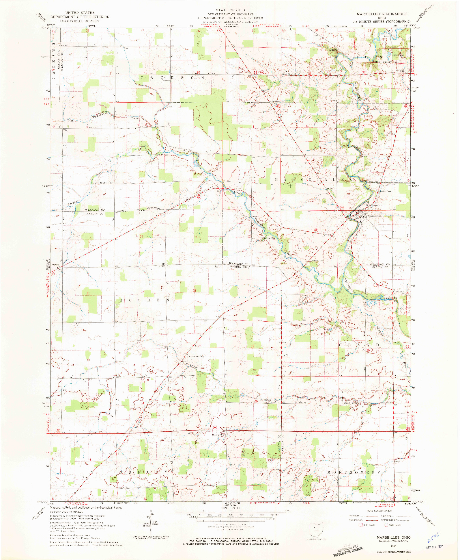 USGS 1:24000-SCALE QUADRANGLE FOR MARSEILLES, OH 1960