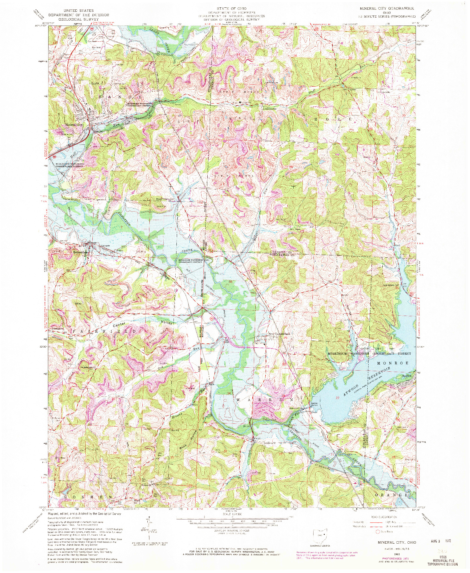 USGS 1:24000-SCALE QUADRANGLE FOR MINERAL CITY, OH 1961