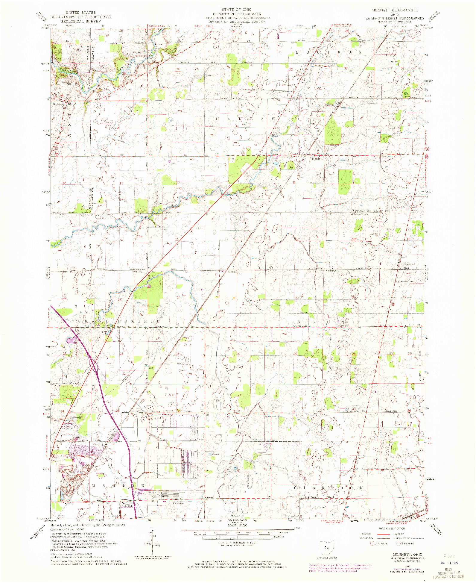 USGS 1:24000-SCALE QUADRANGLE FOR MONNETT, OH 1961