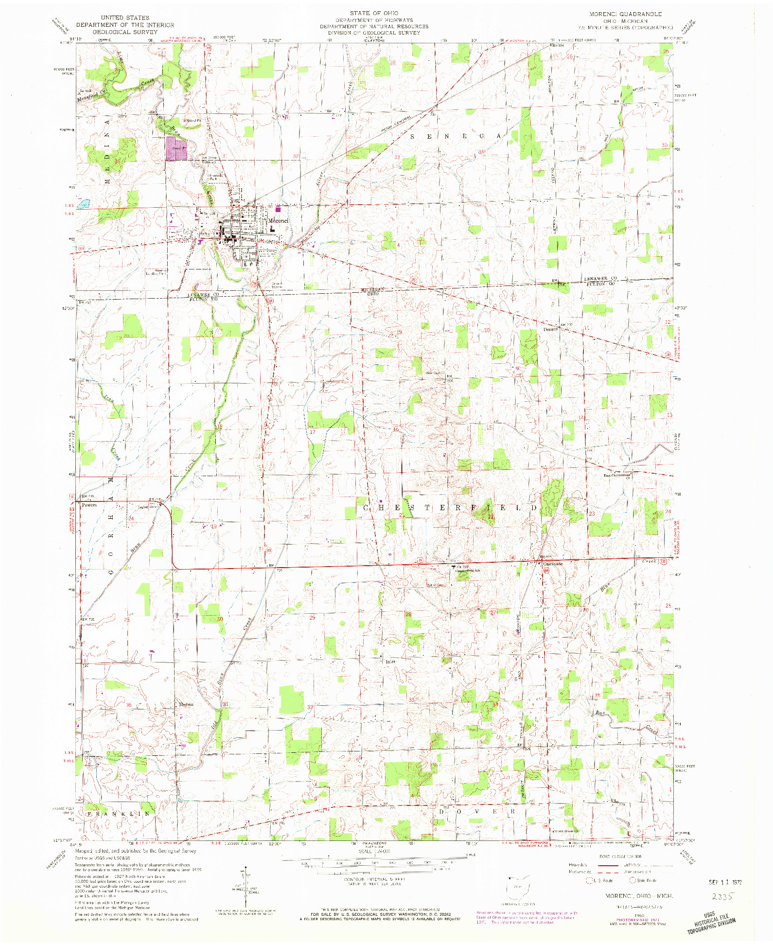 USGS 1:24000-SCALE QUADRANGLE FOR MORENCI, OH 1960