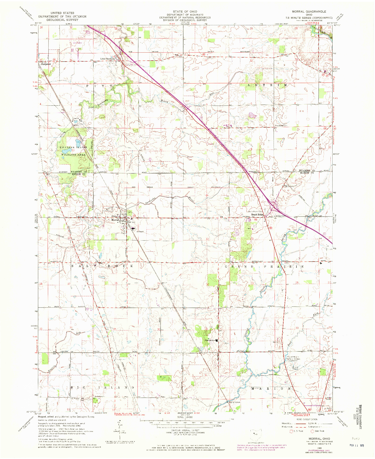 USGS 1:24000-SCALE QUADRANGLE FOR MORRAL, OH 1960
