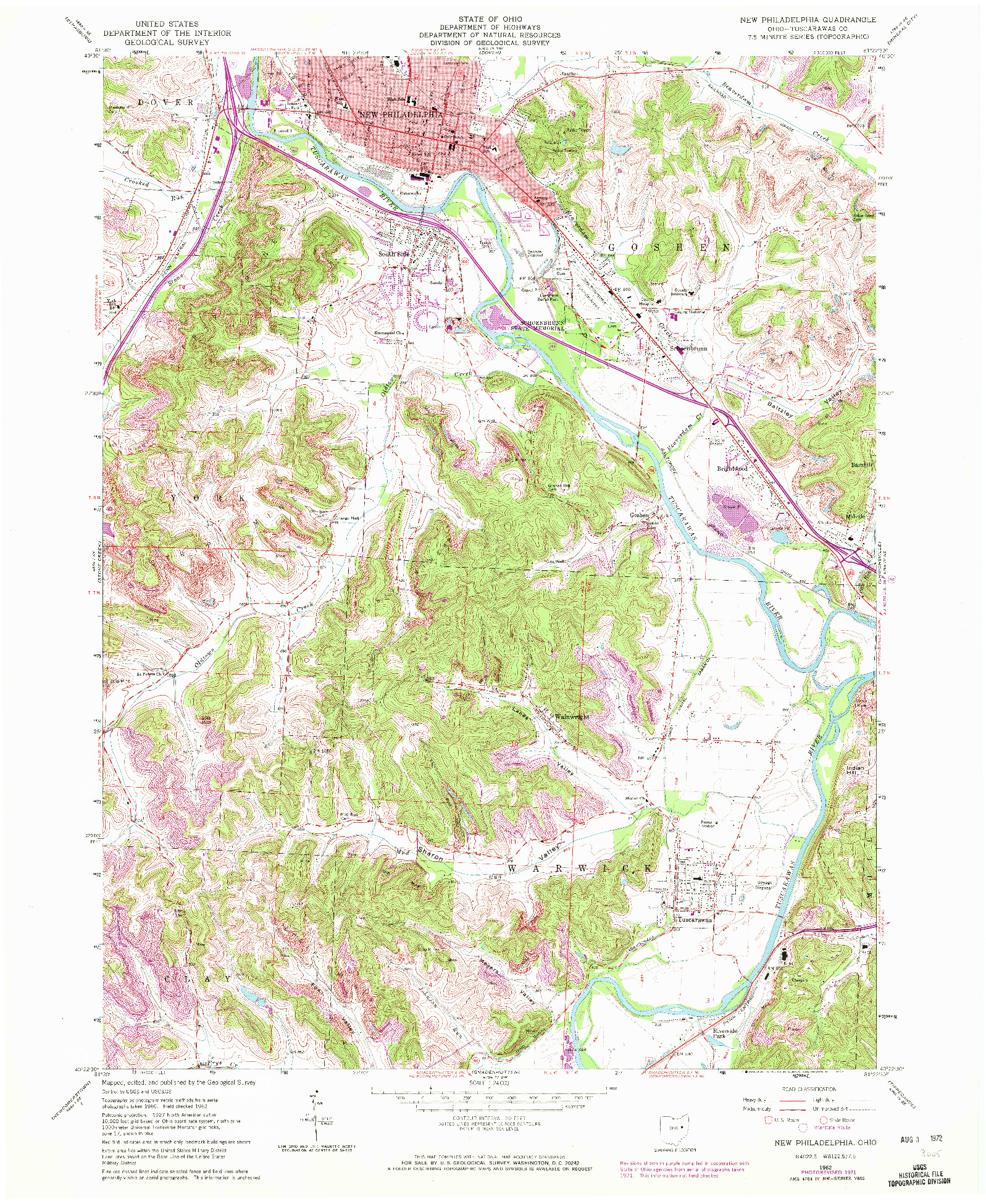 USGS 1:24000-SCALE QUADRANGLE FOR NEW PHILADELPHIA, OH 1962