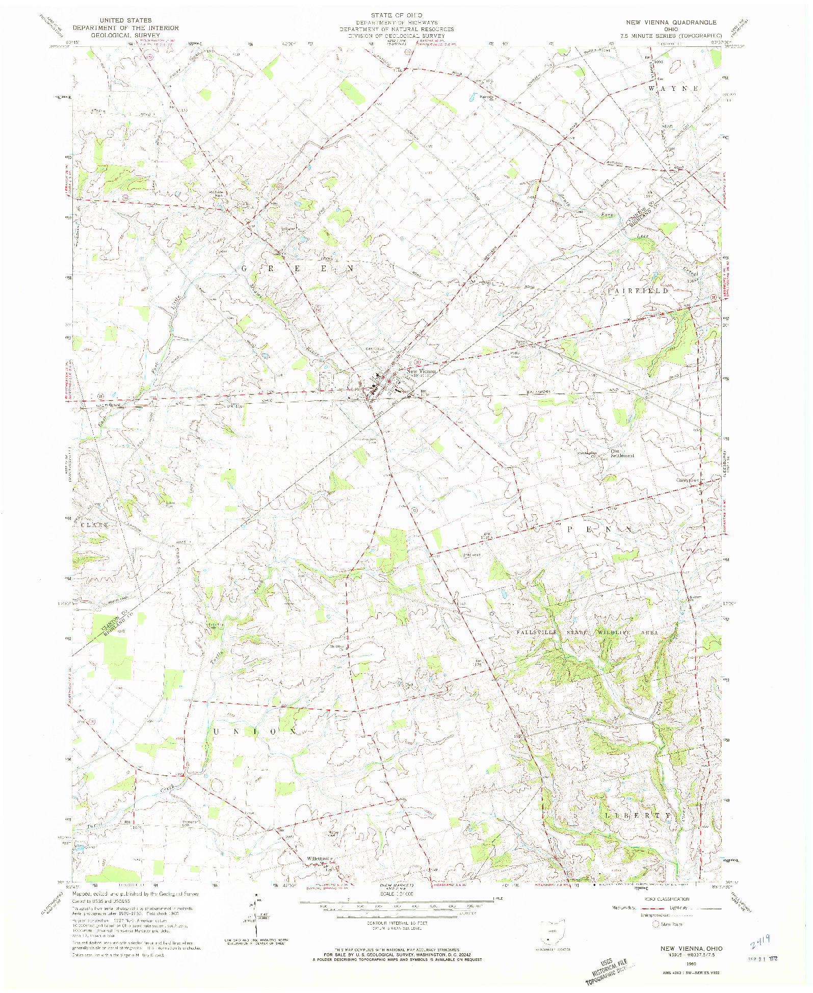 USGS 1:24000-SCALE QUADRANGLE FOR NEW VIENNA, OH 1960