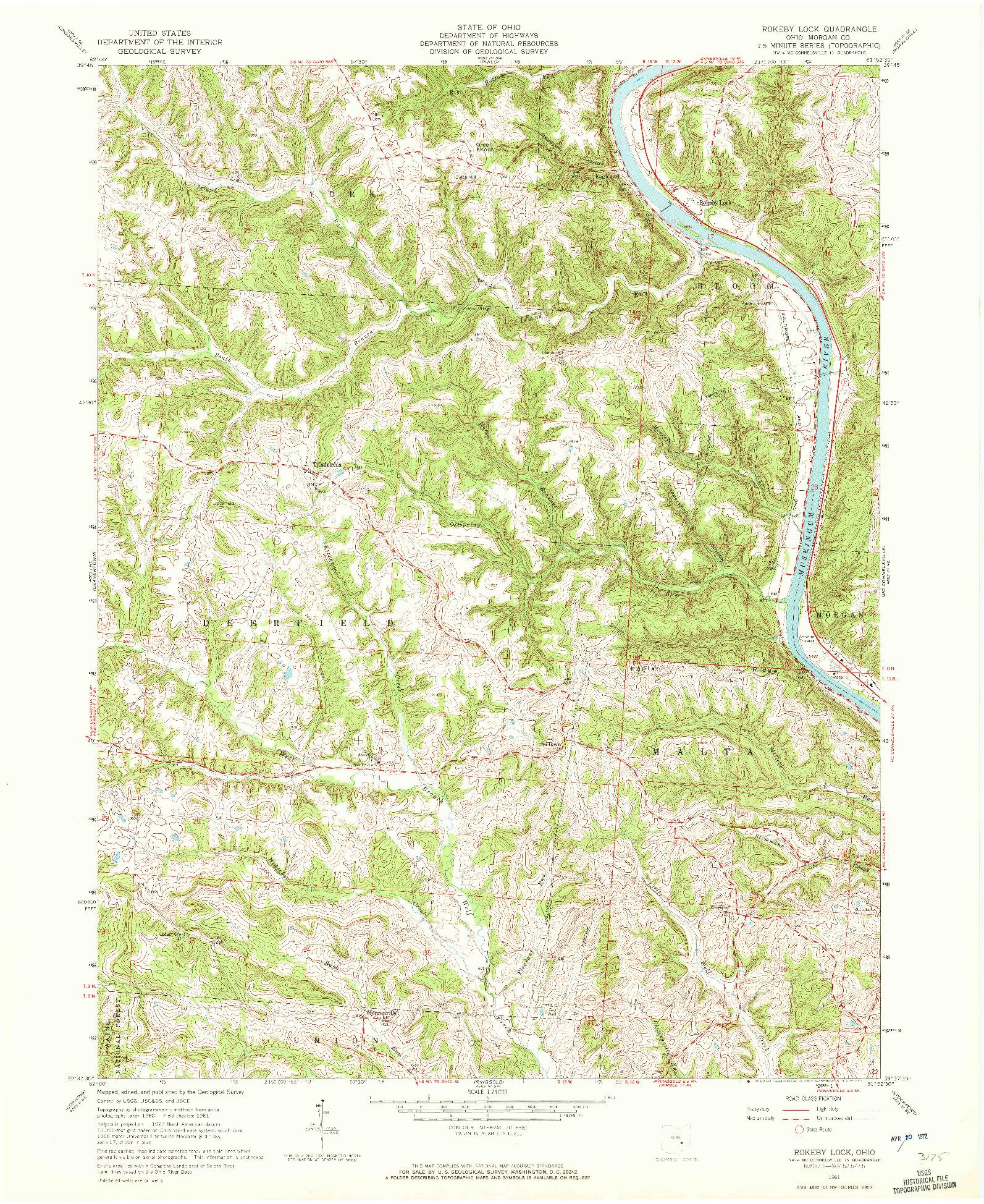 USGS 1:24000-SCALE QUADRANGLE FOR ROKEBY LOCK, OH 1961