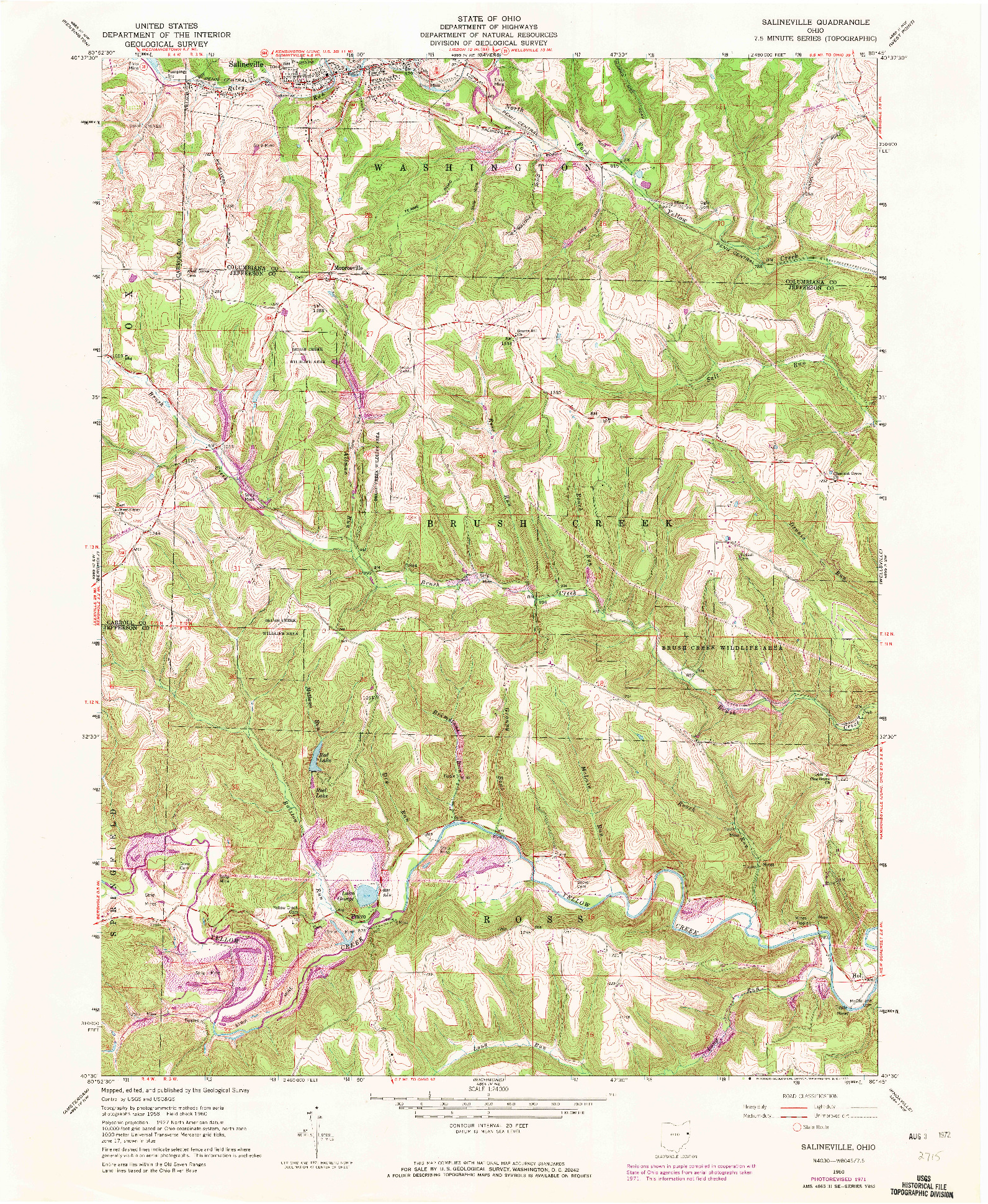 USGS 1:24000-SCALE QUADRANGLE FOR SALINEVILLE, OH 1960