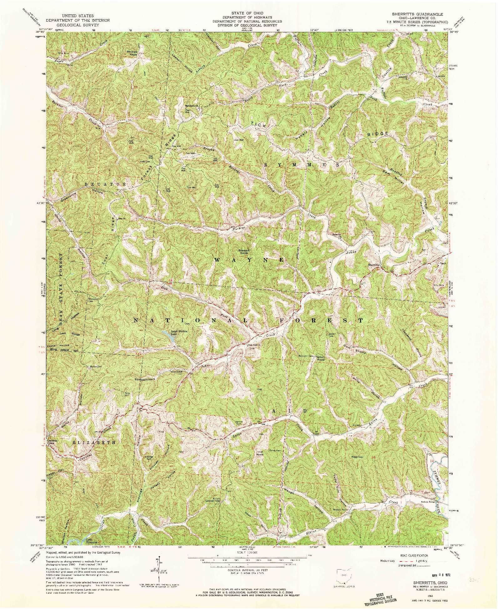 USGS 1:24000-SCALE QUADRANGLE FOR SHERRITTS, OH 1961